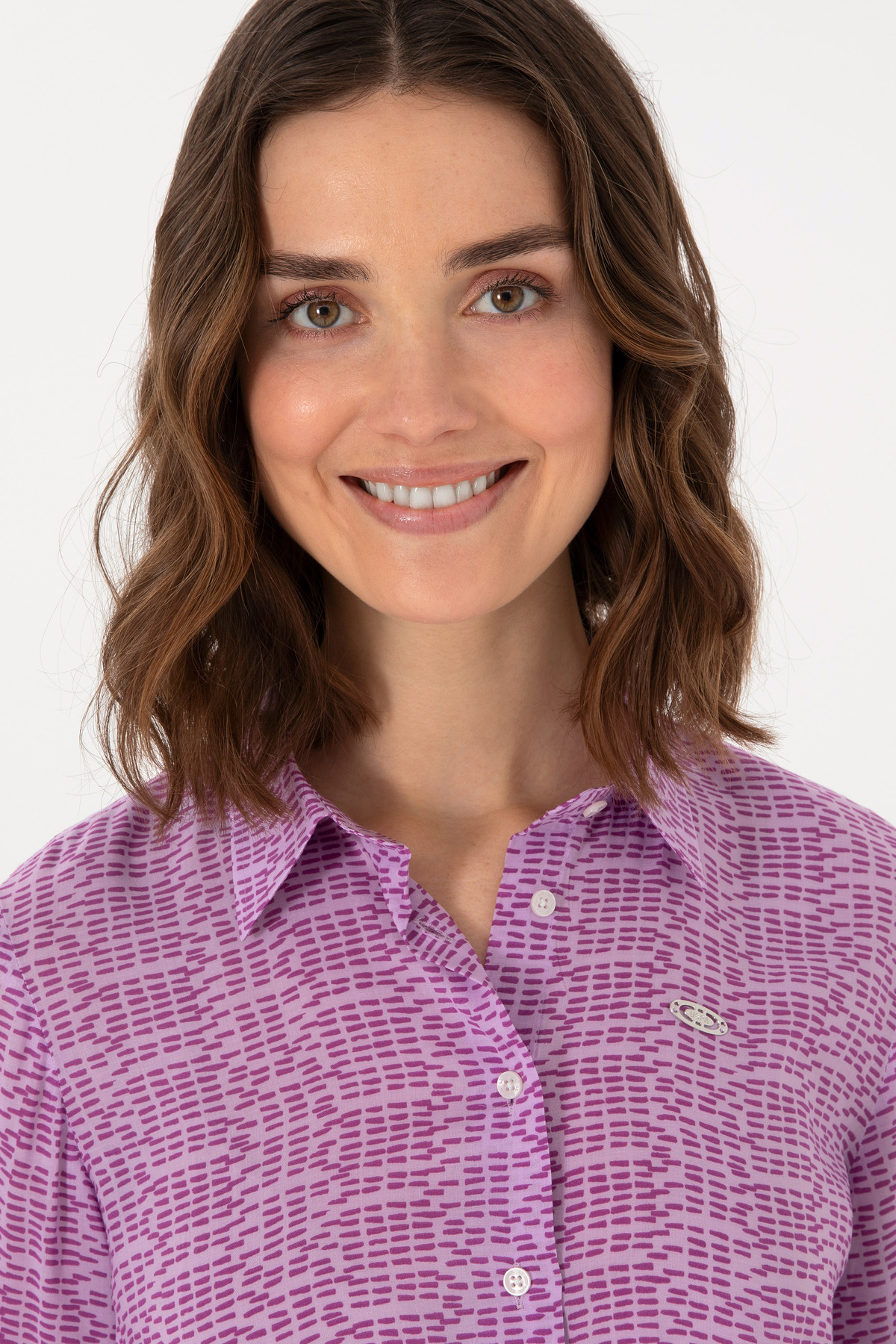 U.S. Polo Assn.  Kadın Mor Uzun Kollu Gömlek 50306433-VR038 - Görsel 2