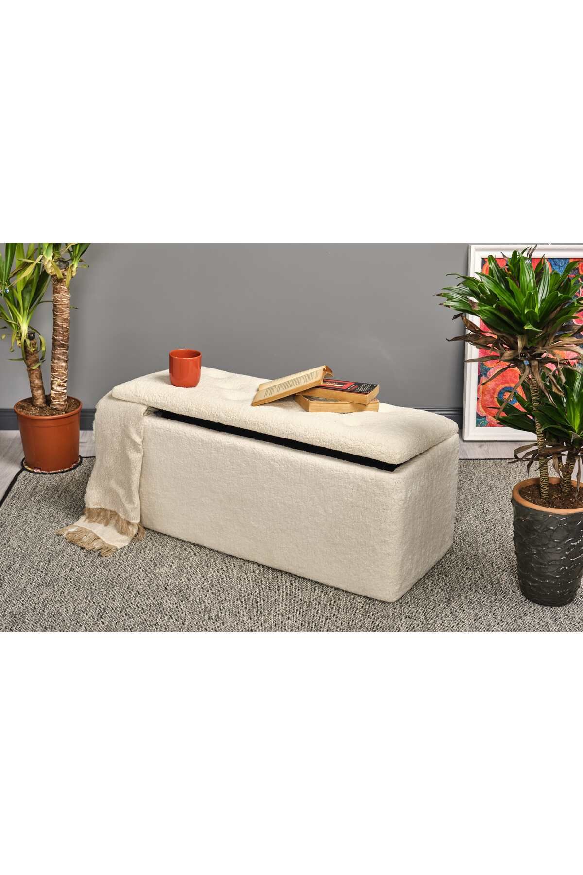 Denmark Modern Tarz Yatak Ucu Sandıklı Puf Bench Koltuk 35*90*42 Cm