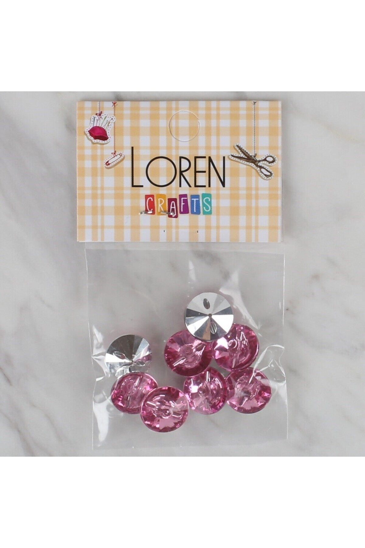 sesengo Loren Crafts pembe 8 li düğme - 202