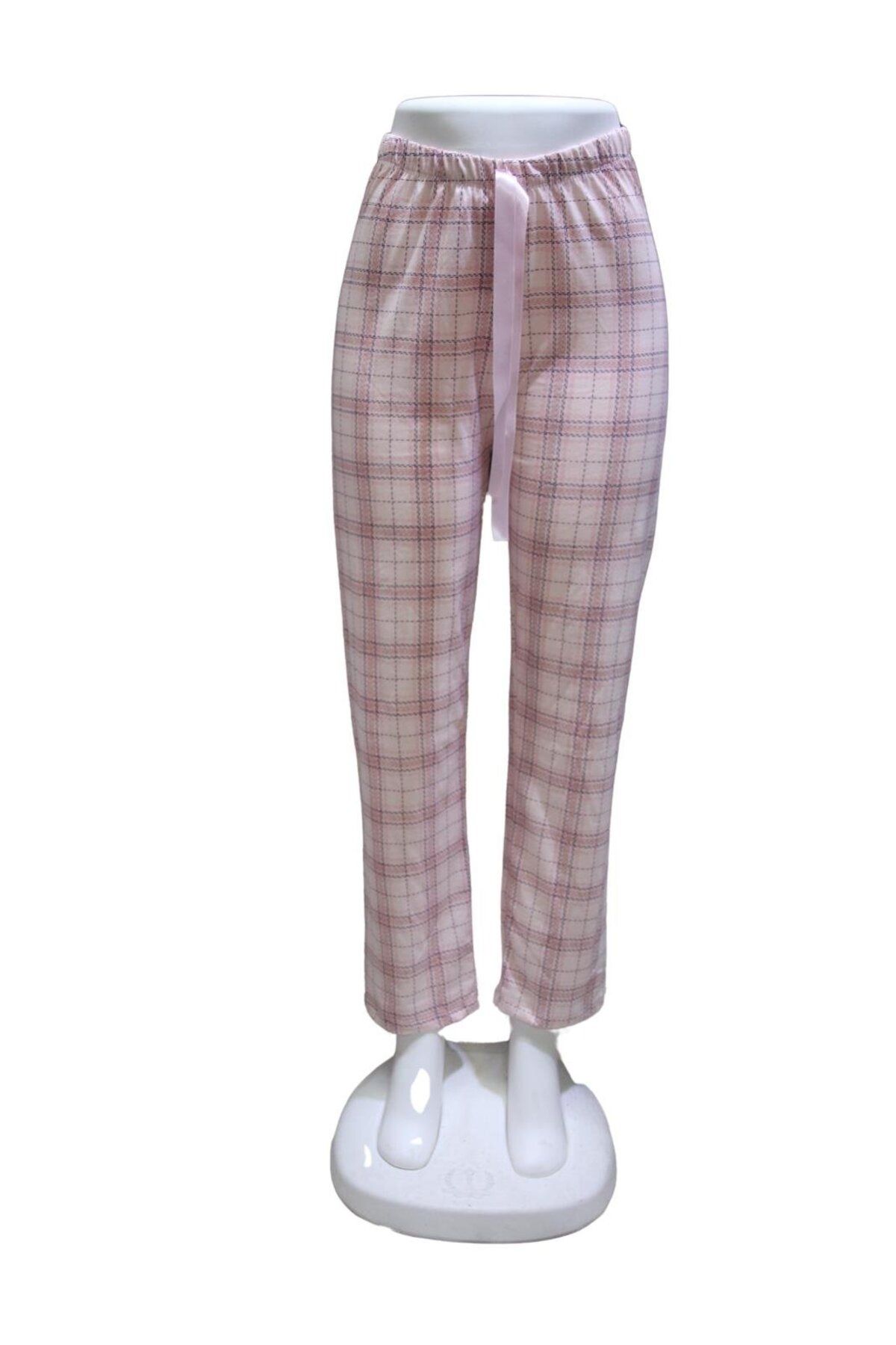 ZambakModa Likralı Kurdele Bel Detaylı Baskılı Cepsiz Kadın Pijama Altı1006