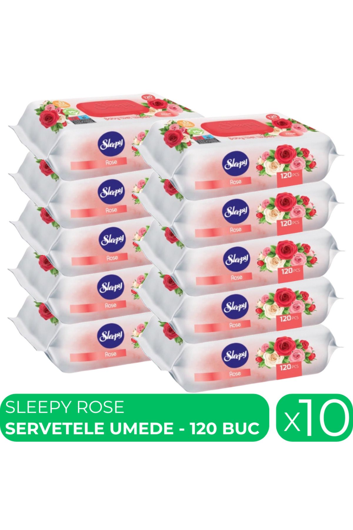 Sleepy Rose, Servetele Umede Bebe, 10 Pachete X 120 Buc - One Size
