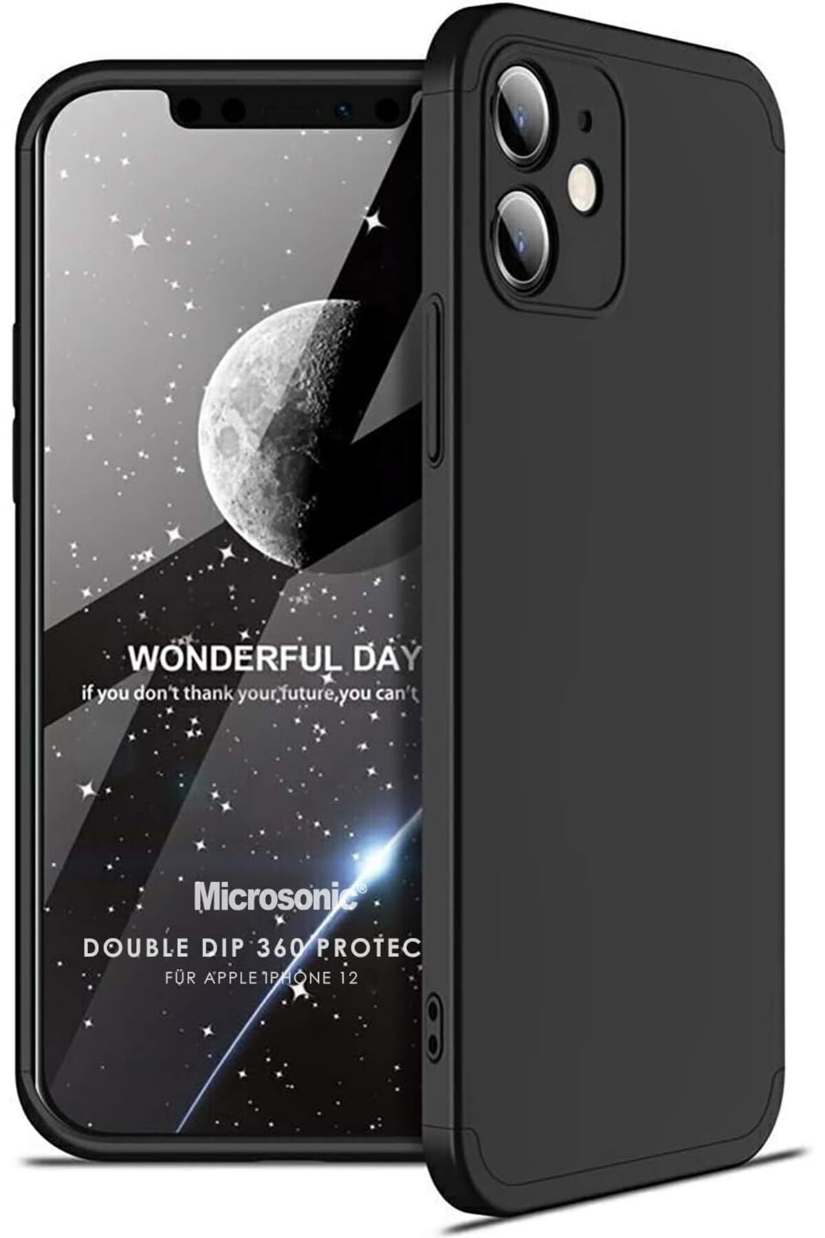 LUXE iPhone 12 için Kılıf Double Dip 360 Protective Siyah [iPhone 12 ile Uyumlu Kılıf - Siyah] LXSH
