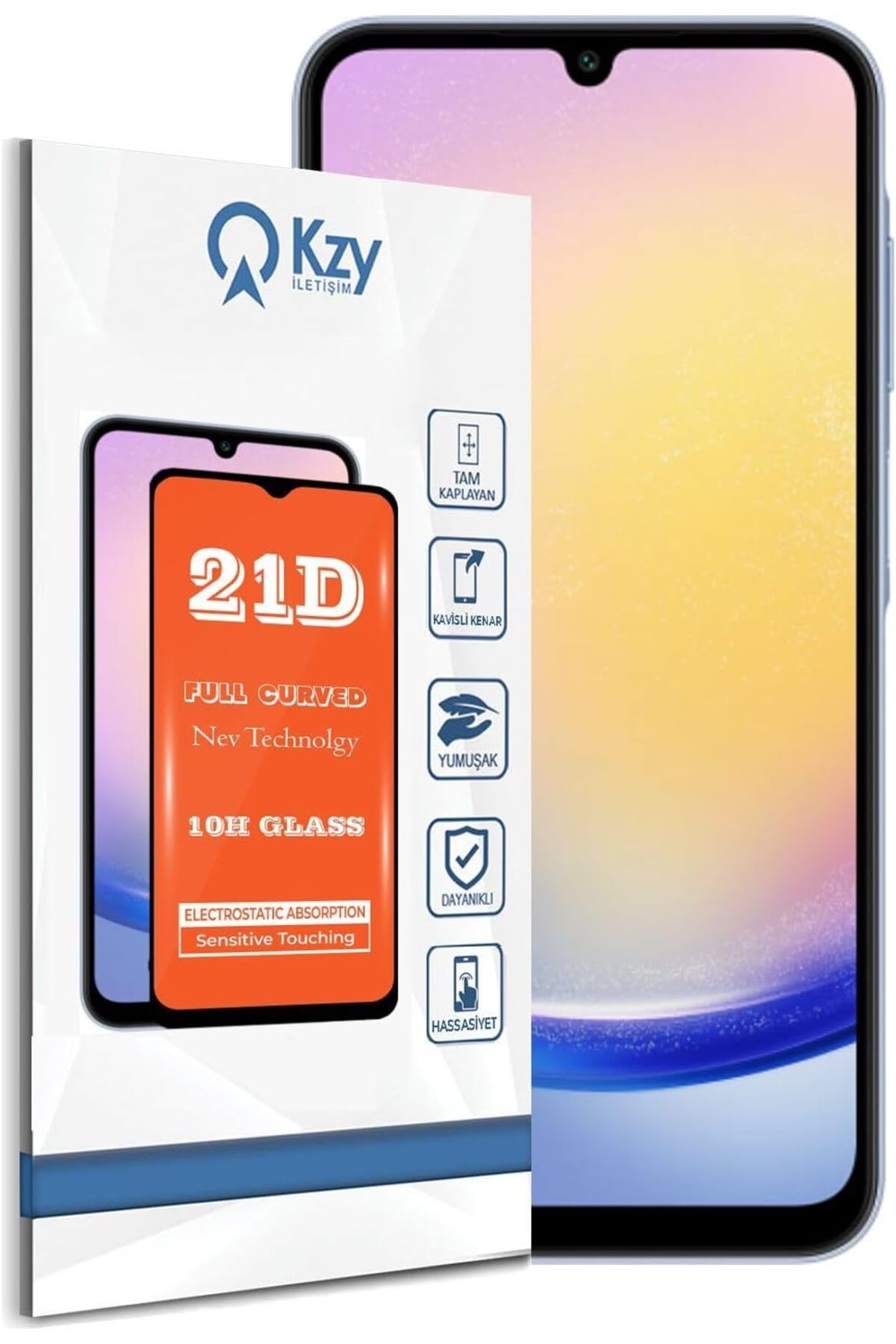 Mu Art Ahşap Mrt İLETİŞİM Galaxy A25 5G ile Uyumlu Tam Kaplayan 21D Temperli Ekran Koruyucu Cam Art 871301
