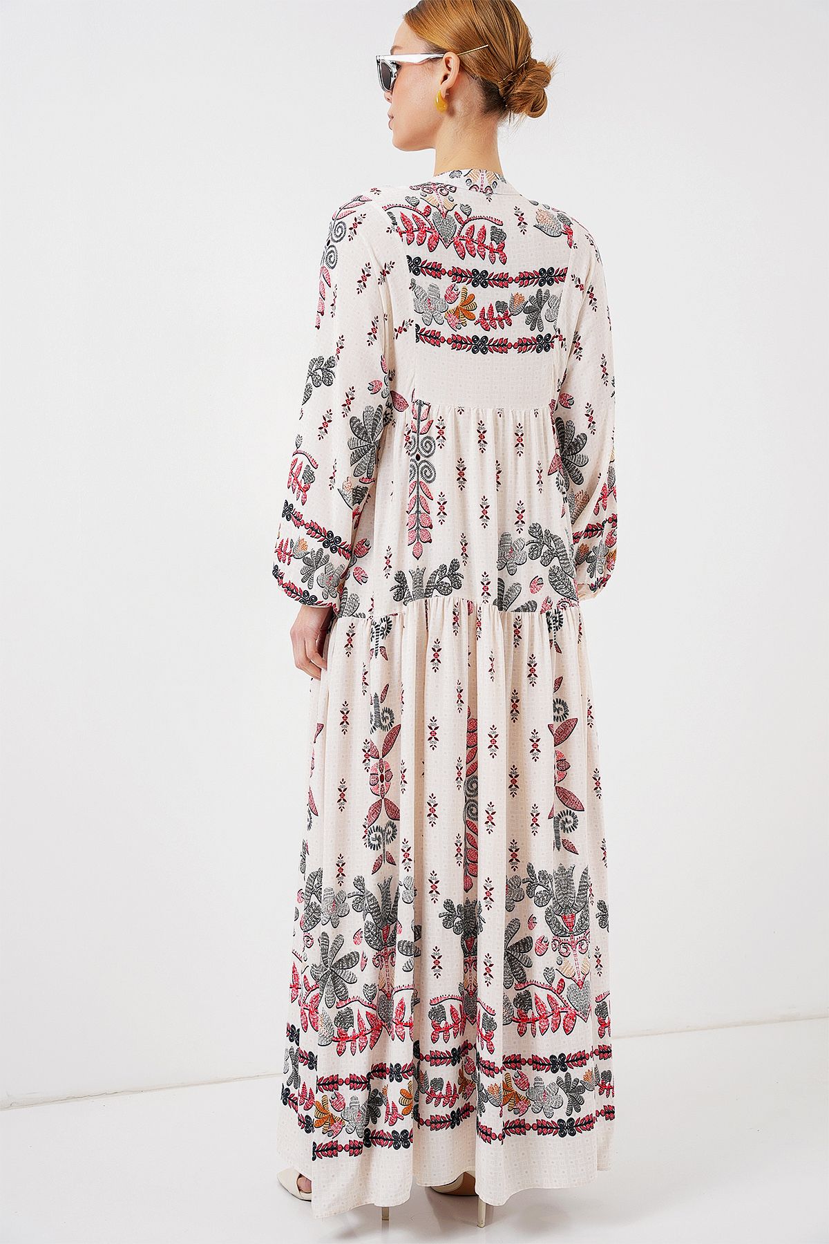 Bigdart-2423 Authentic Patterned Hijab Dress - Z. Red 6