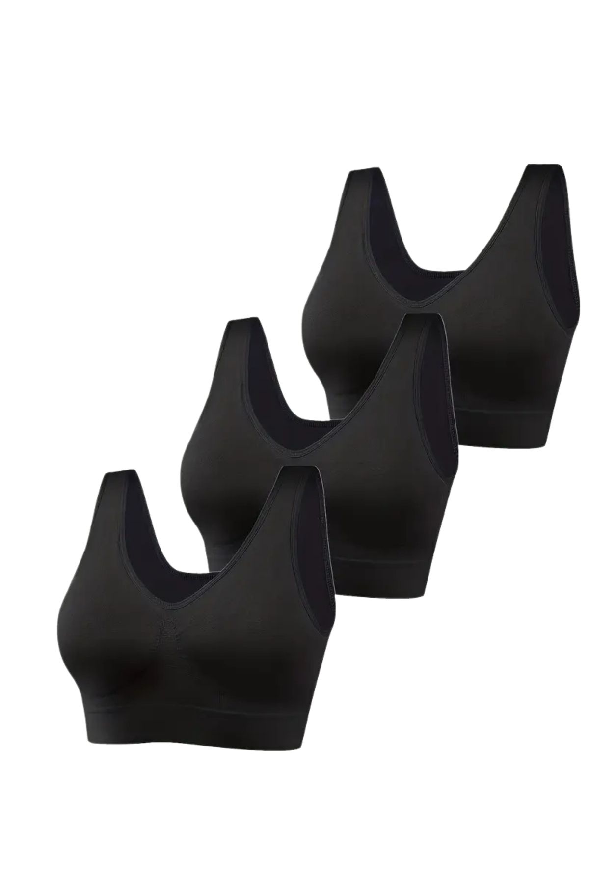 EMBA BUTİK-3-Piece Thick Strap Padless Gathering Bra Corset Sports Bra Bustier Set of Three 5