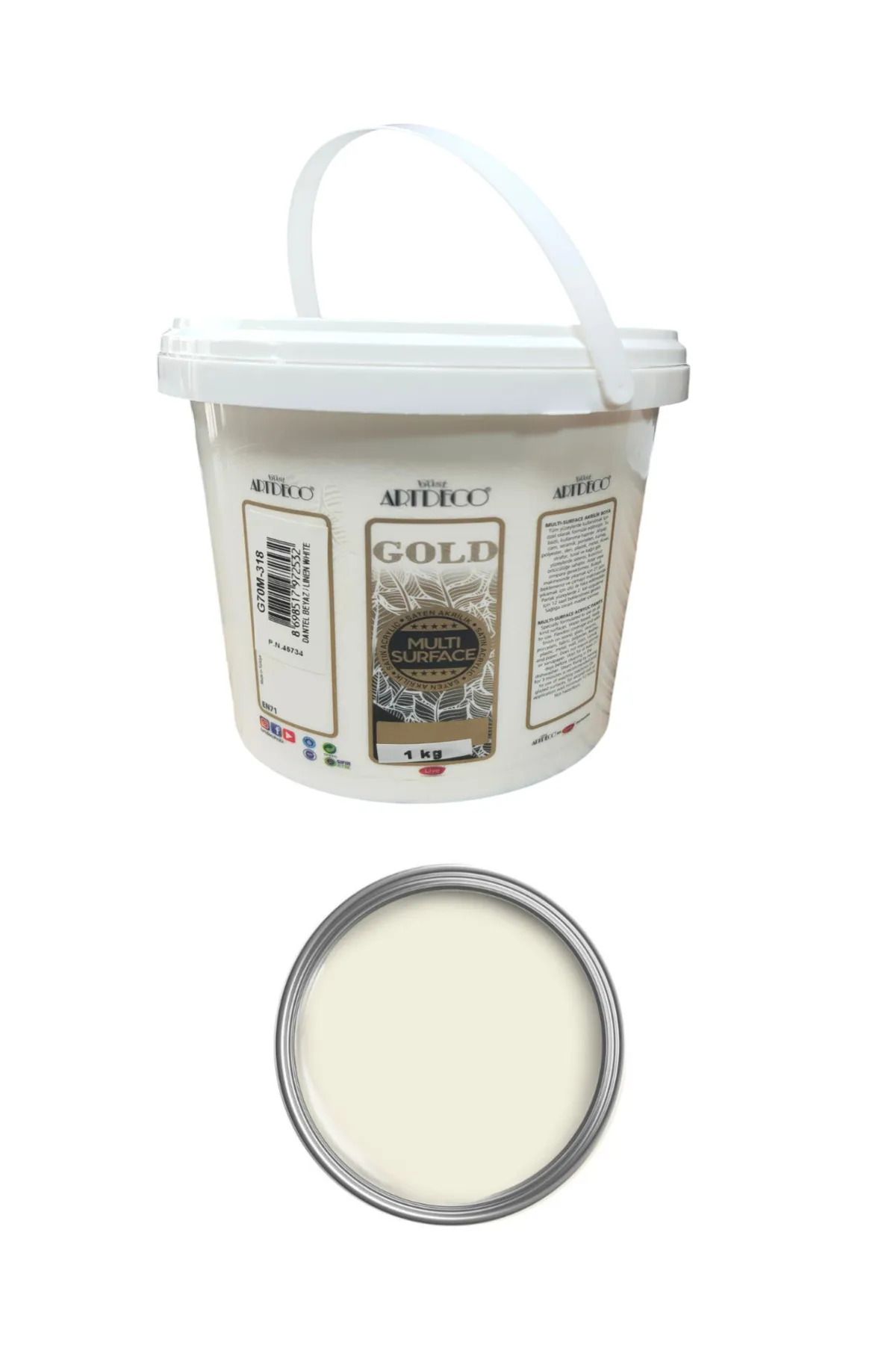 arttone Artdeco Multi Surface Akrilik Boya 1 KG Dantel Beyaz