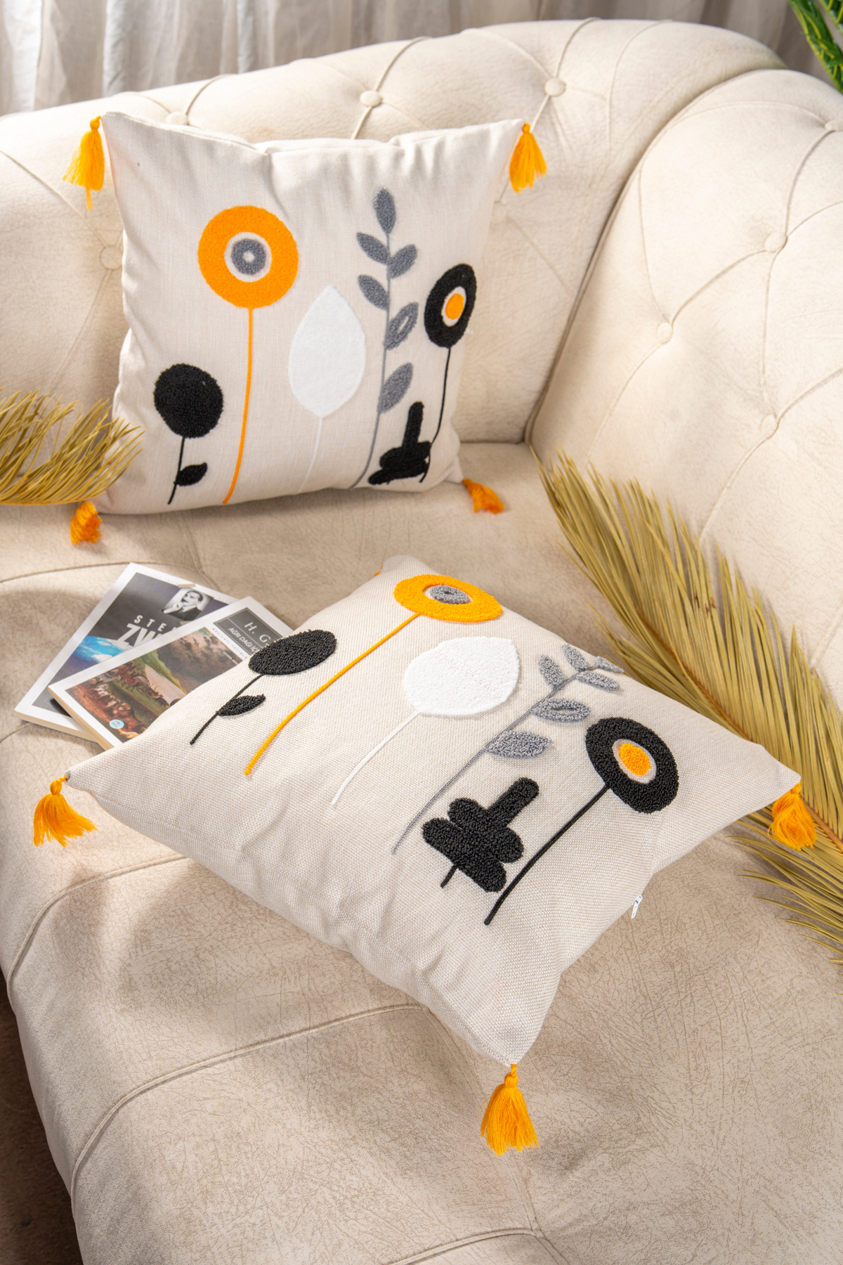 Bade Design-2-Piece Punch Embroidered Throw Pillow Cover Pillow Cover Highly Preferred 2
