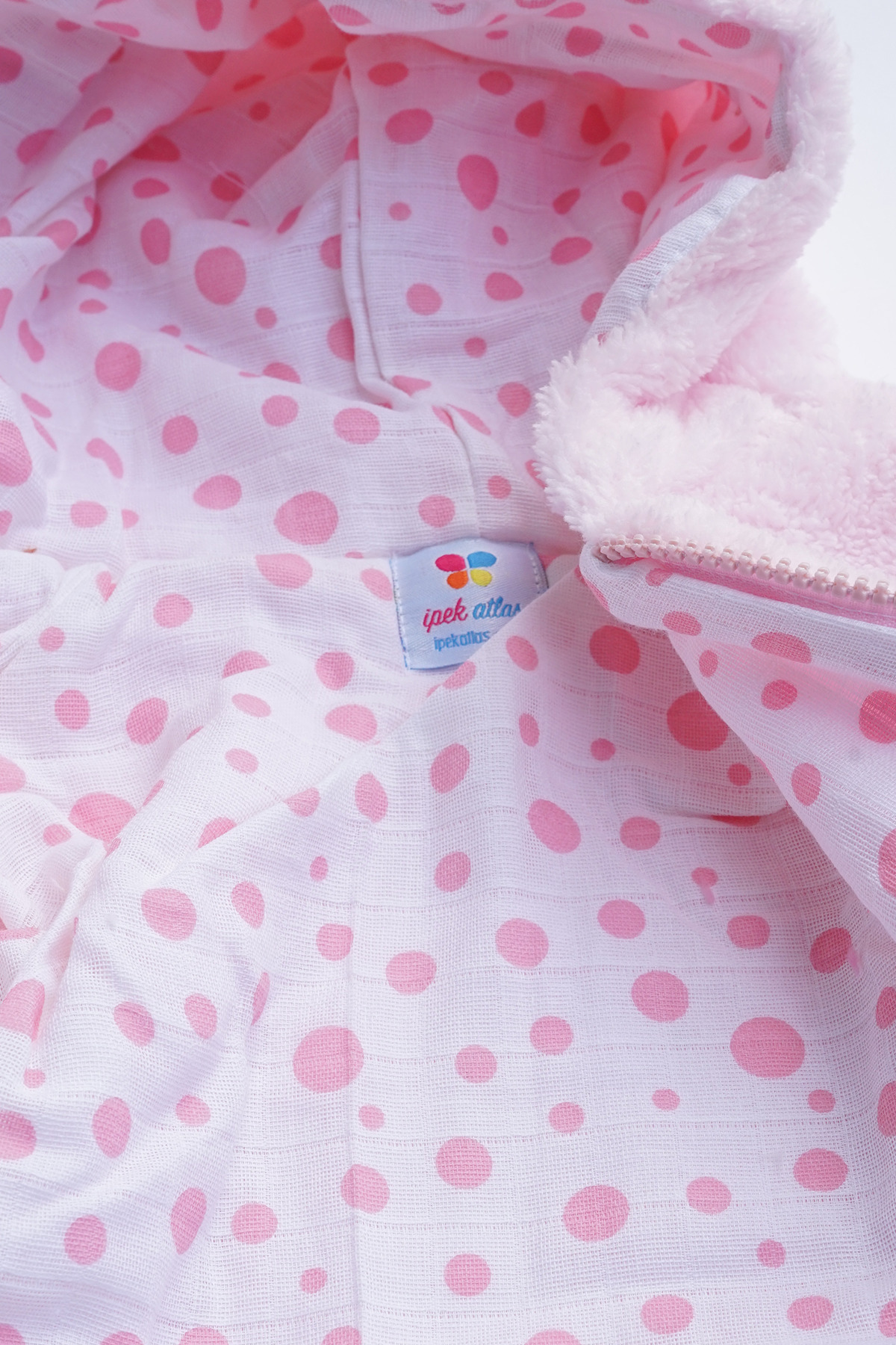 nurbeli X İpek Atlas Kız Erkek Bebek Ve Çocuk Müslin Astarlı Cepli Peluş Mont fotoğrafı 4 (önizleme)