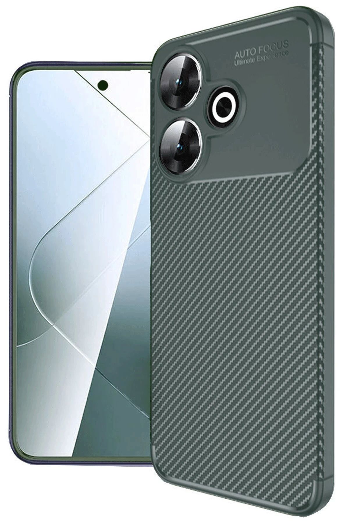 NewFace Xiaomi Redmi 13 4G Kılıf Auto Focus Karbon Kapak - Koyu Yeşil INSLM