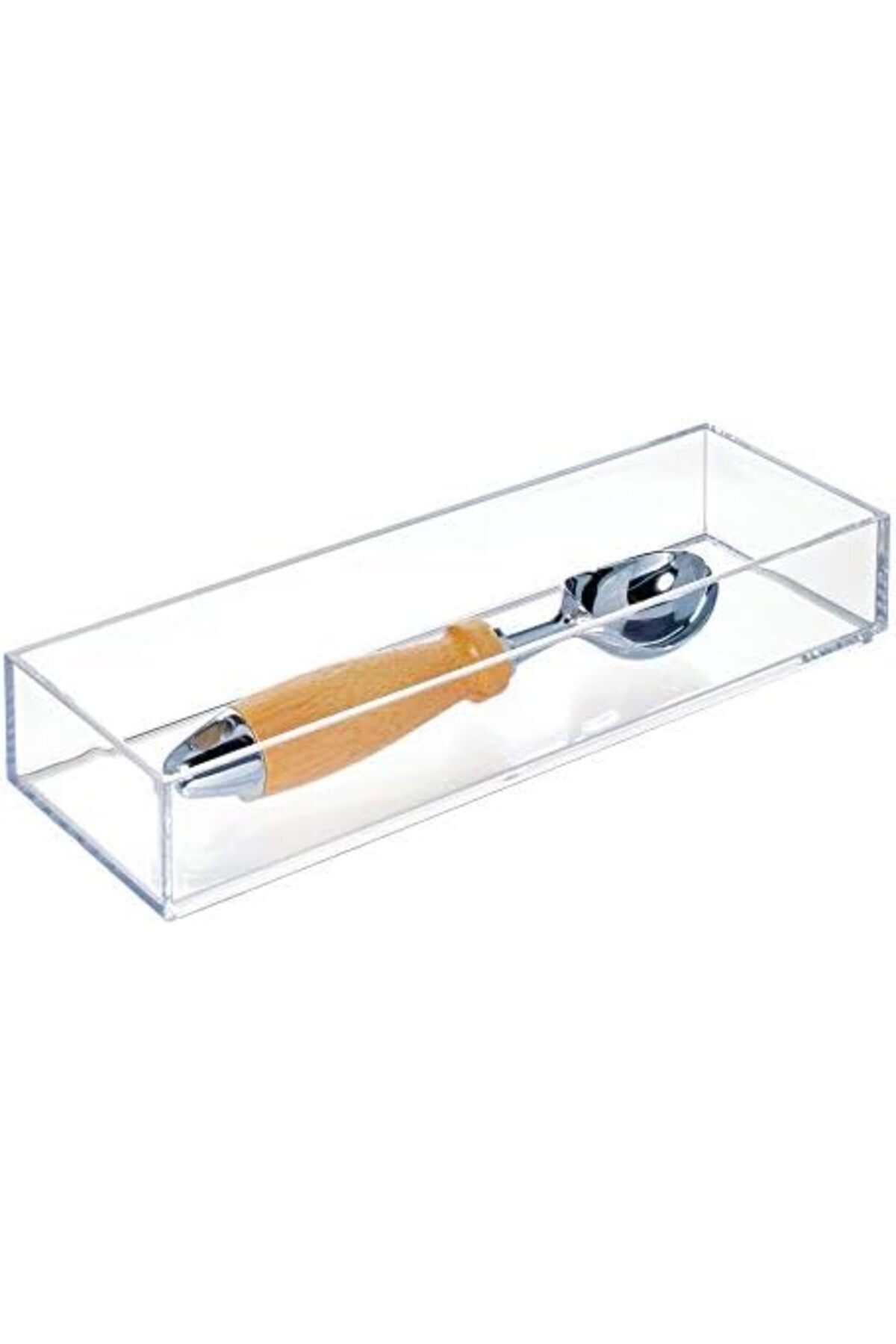Generic-Clear Clarity Plastic Drawer Organizer for Utensils, Silverware, Kitchen Gadgets, 4"x12"x2" 1