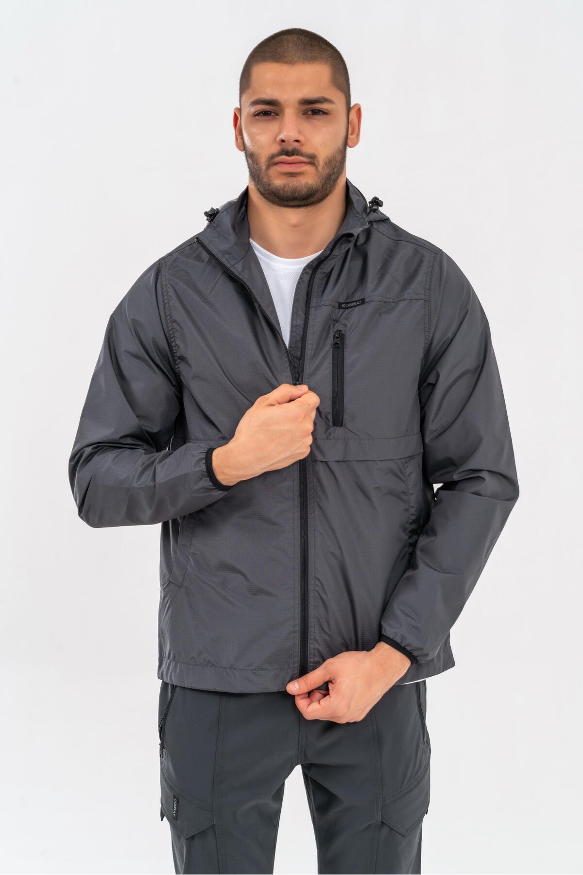 کامبت تاکتیکال کاپشن بارانی ضد آب فصلی فضای باز، کاپشن بادگیر کلاه دار - 605