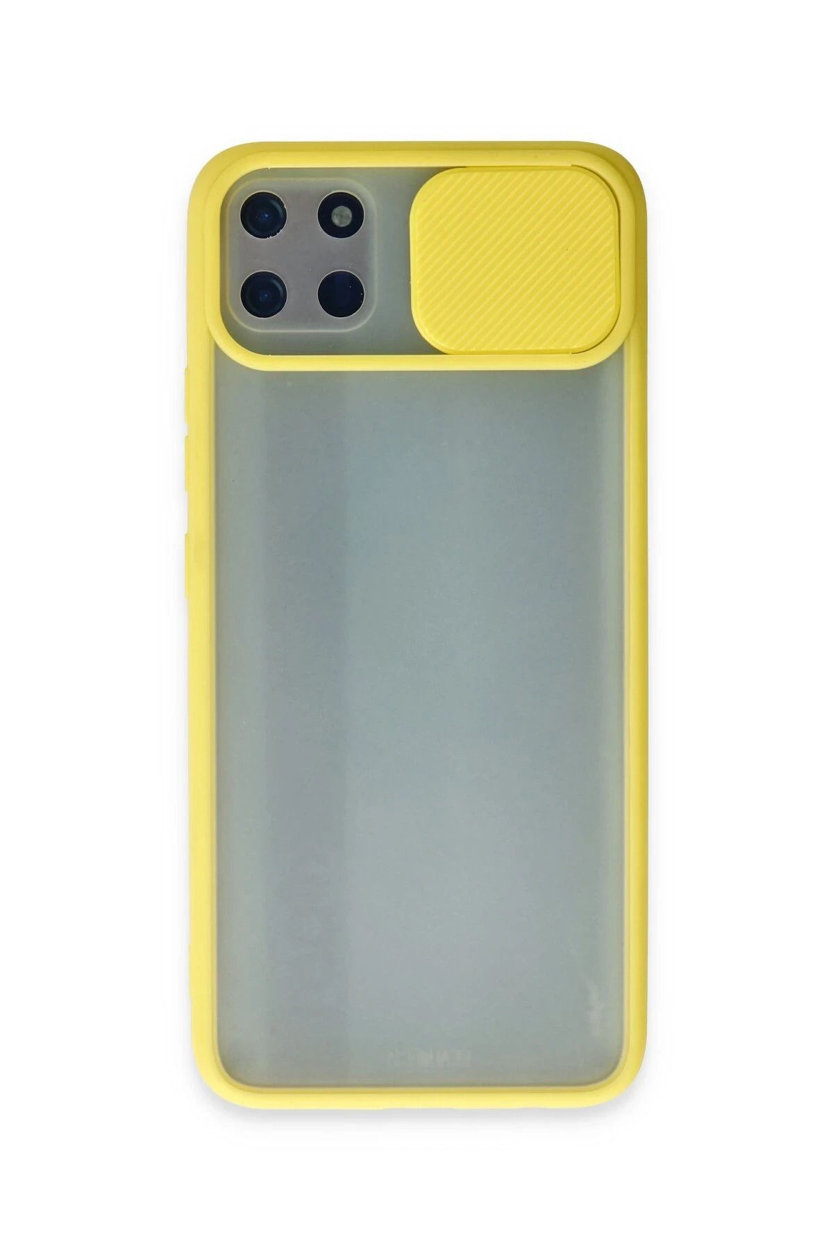 NewFace Realme C11 Kılıf Palm Buzlu Kamera Sürgülü Silikon - Sarı INSLM