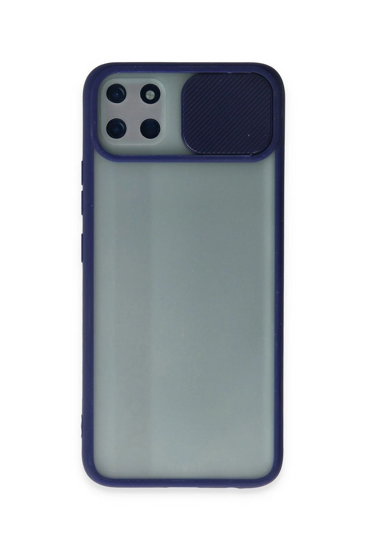 NewFace Realme C11 Kılıf Palm Buzlu Kamera Sürgülü Silikon - Lacivert FERRG