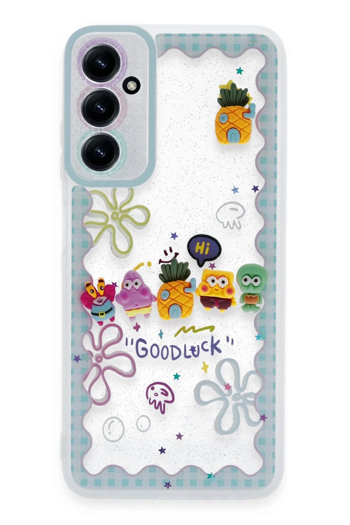 NewFace Samsung Galaxy A14 4G Kılıf Sweet Desenli Silikon Kapak - Açık Mavi FERRG