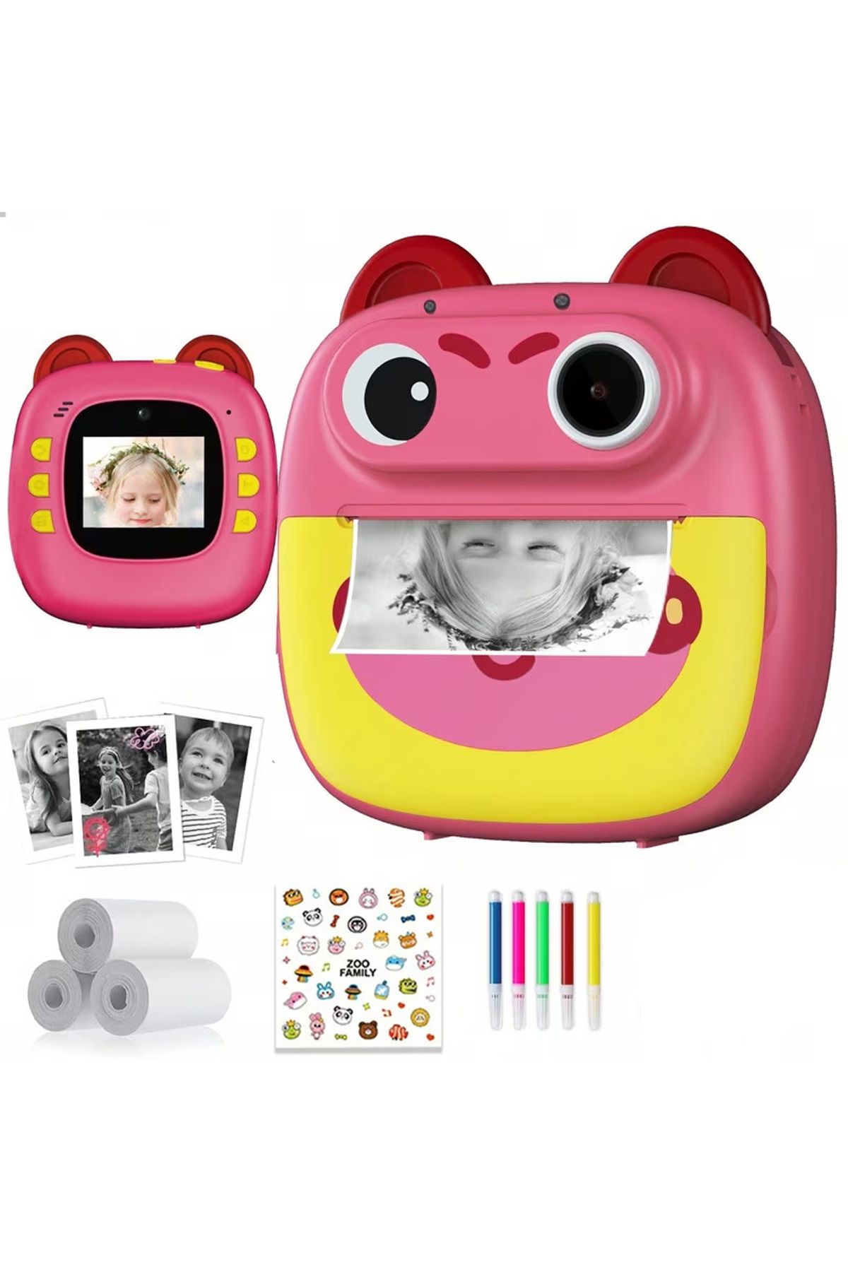 EXENAR Print Camera Çocuk Fotoğraf Makinesi Dijital HD Video Kamera Anlık Termal Resim Kağıt Baskılı Yazıcı