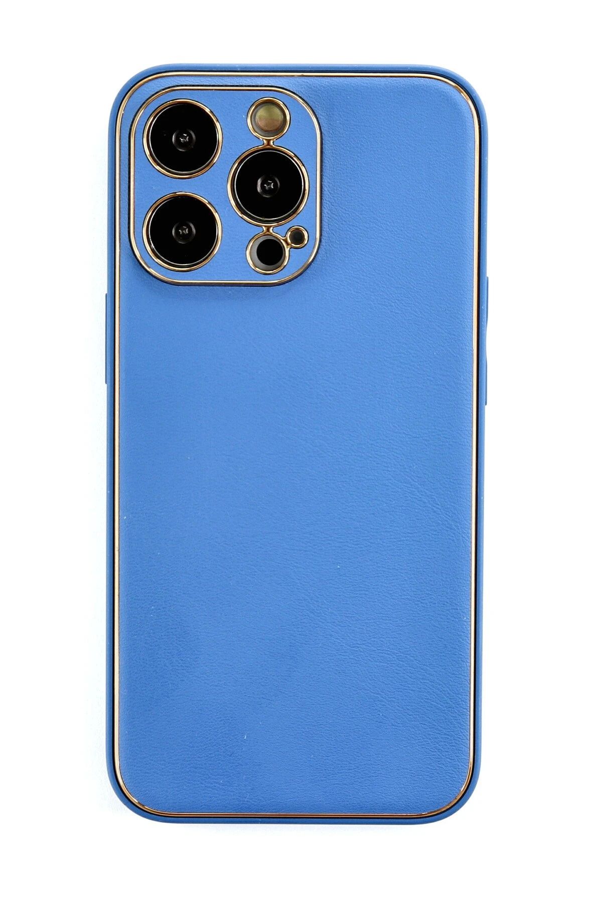 NewFace iPhone 13 Pro Max Kılıf Coco Deri Silikon Kapak - Açık Mavi FERRG