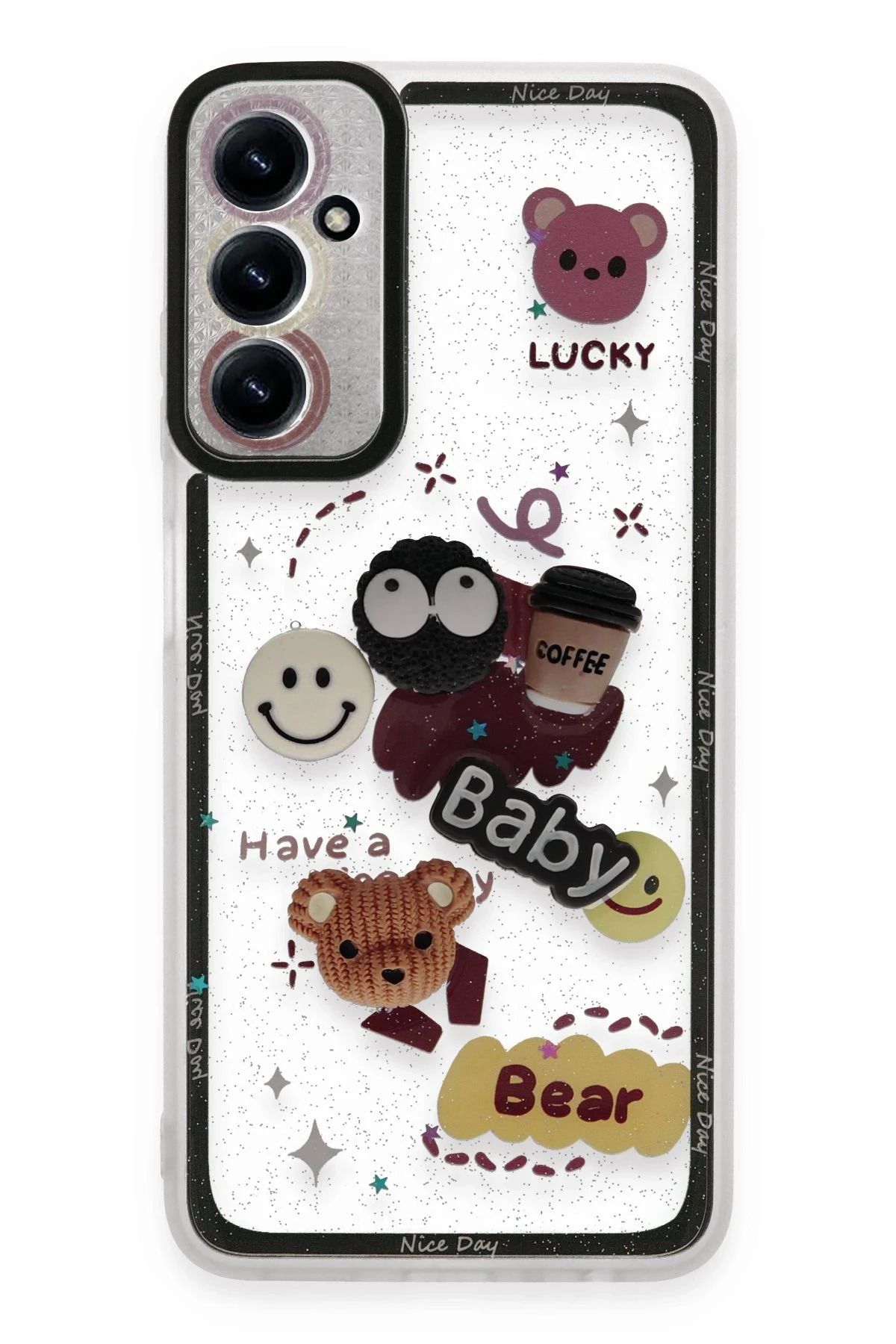 NewFace Samsung Galaxy A25 5G Kılıf Sweet Desenli Silikon Kapak - Sarı FERRG