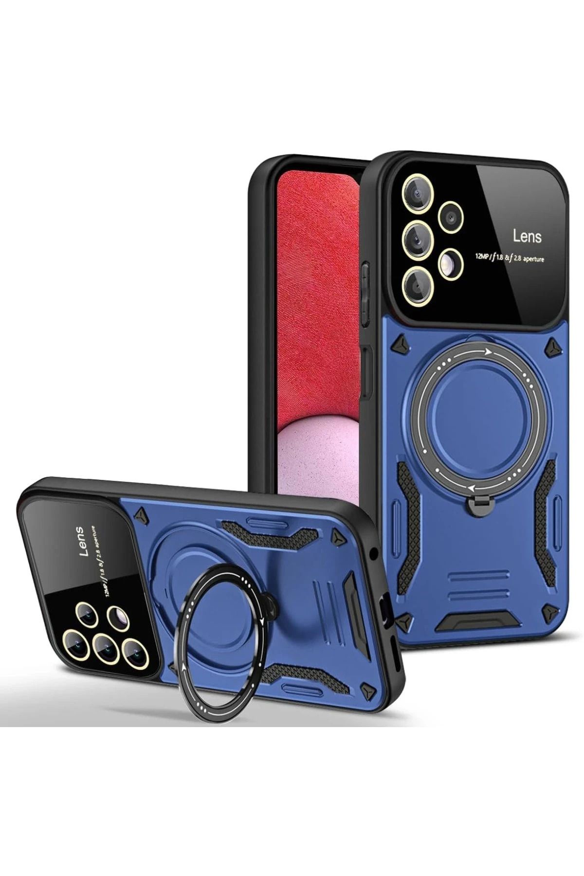 NewFace Samsung Galaxy A32 Kılıf Joy Lens Standlı Kapak - Lacivert INSLM