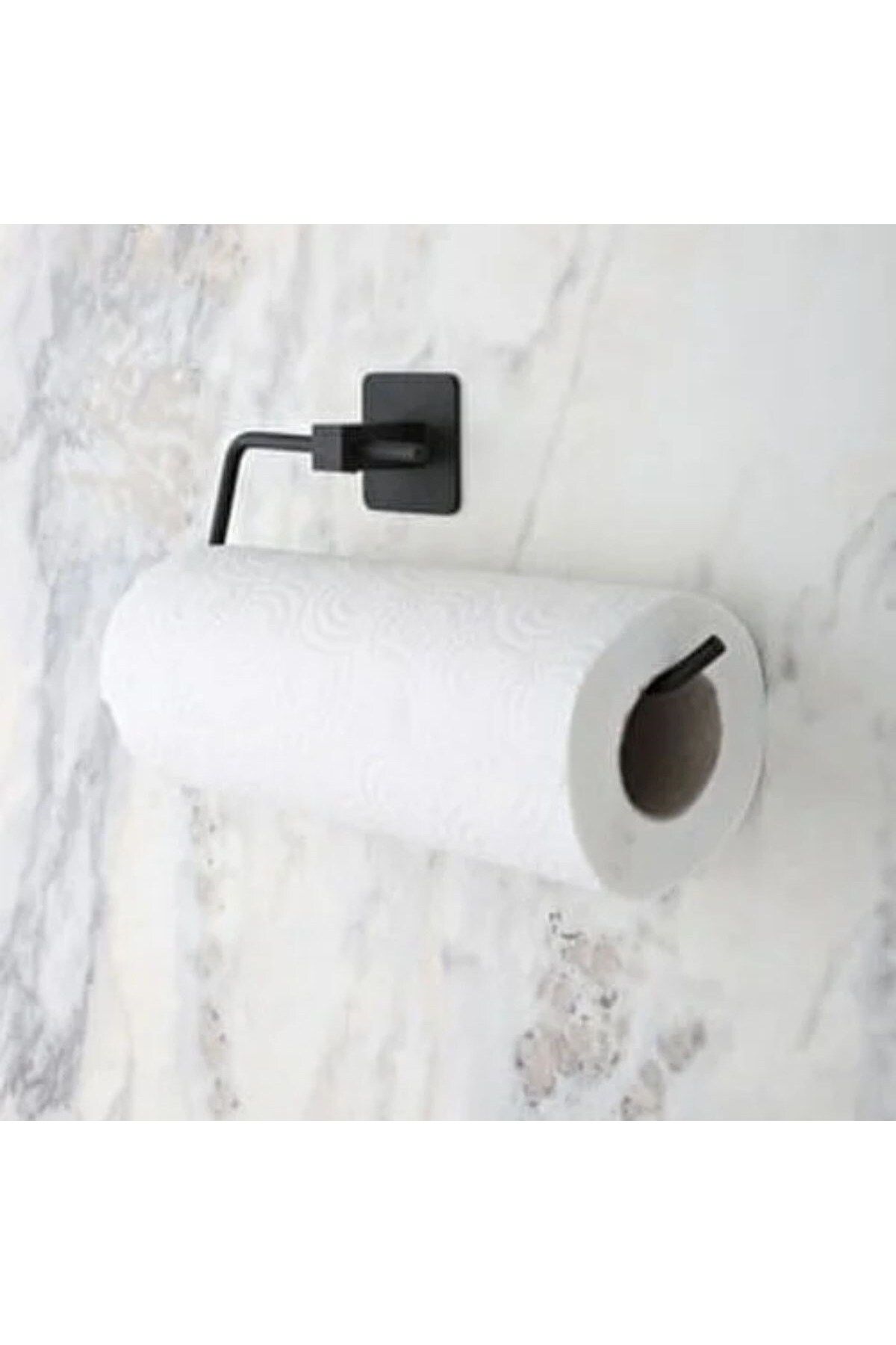 BEŞMİNARE Kendiliğinden Yapışkanlı Siyah Paslanmaz Metal Rulo Havluluk Aparat