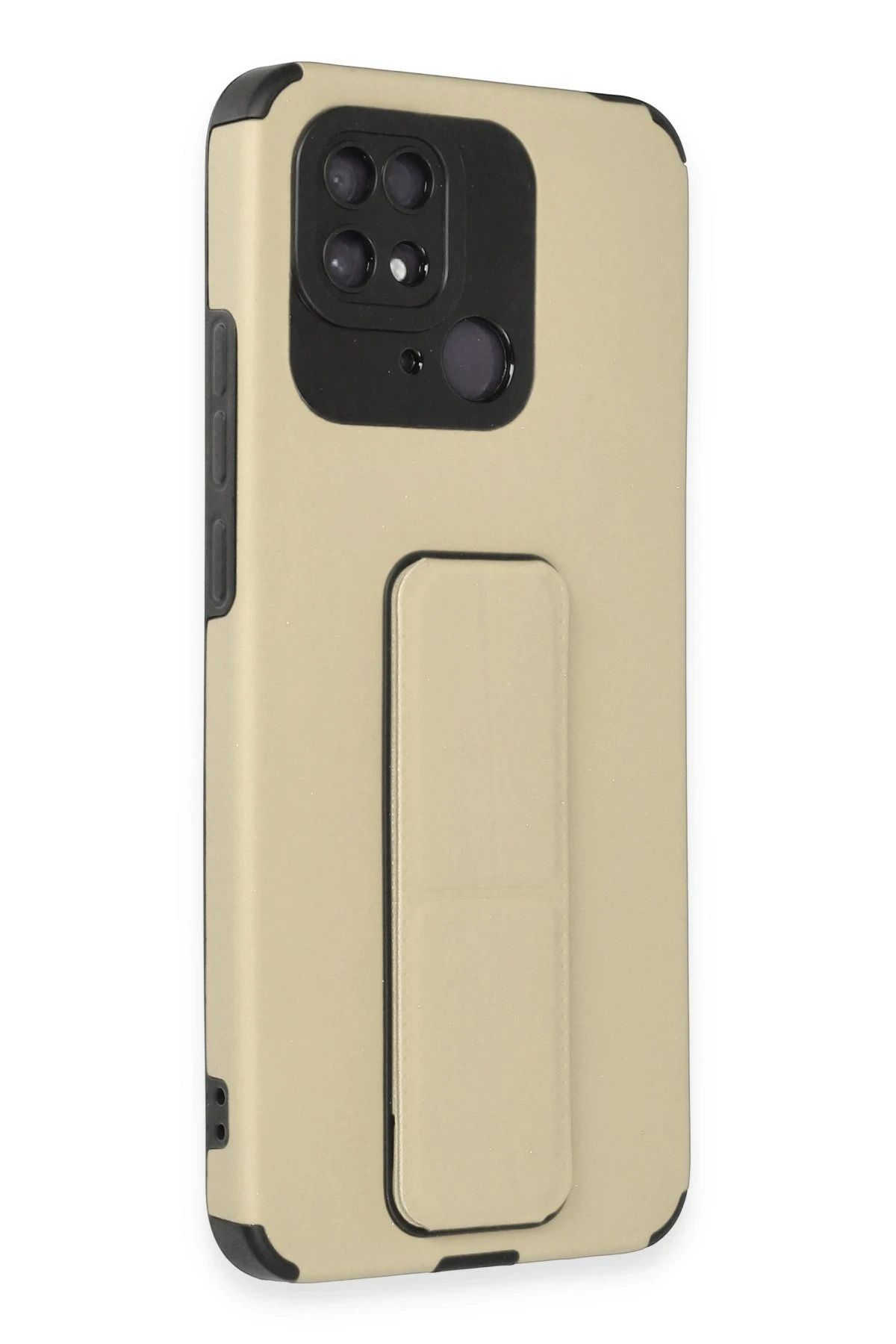 NewFace Xiaomi Redmi 10C Kılıf Mega Standlı Silikon - Gold YNSMR