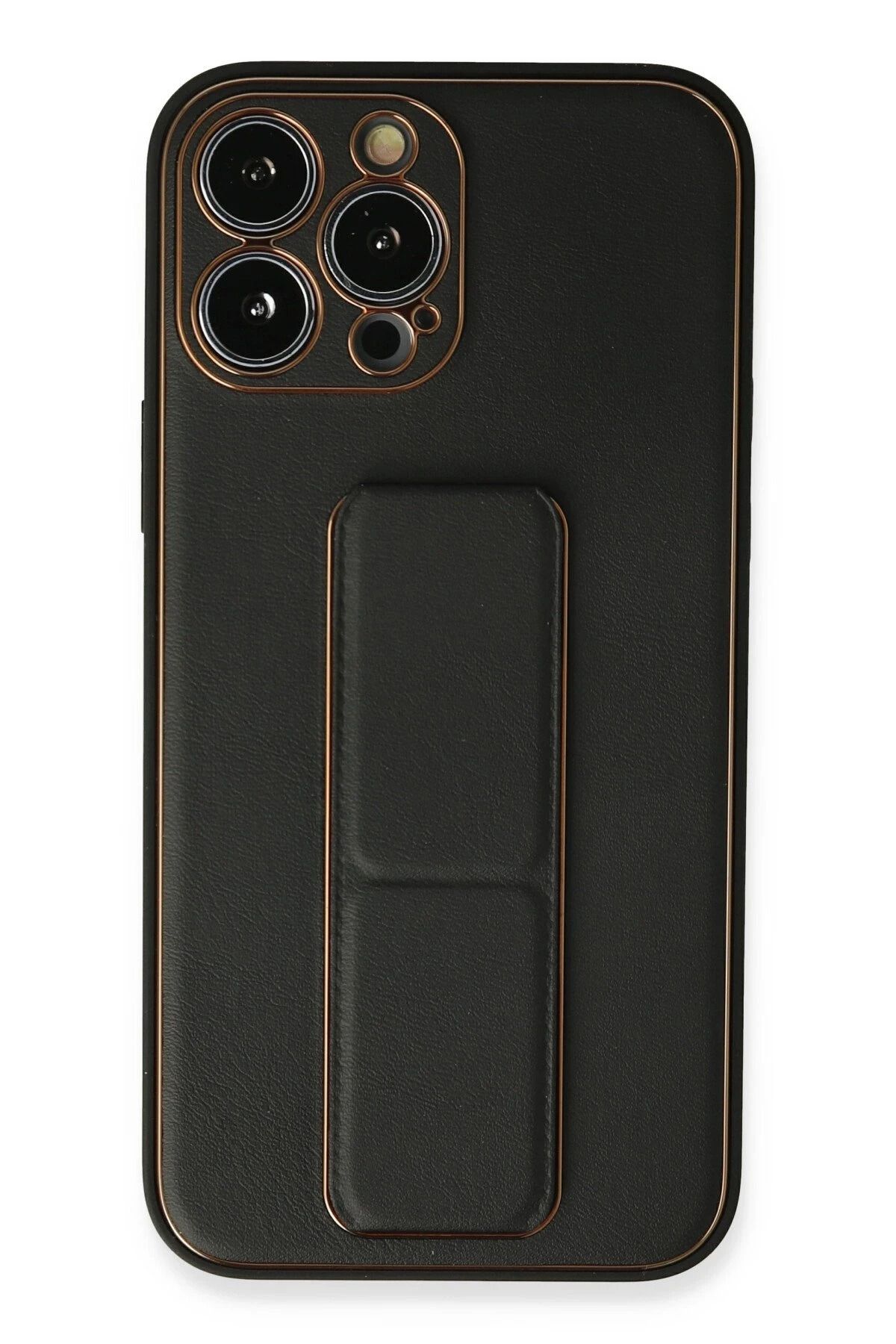 NewFace iPhone 13 Pro Max Kılıf Coco Deri Standlı Kapak - Siyah FERRG