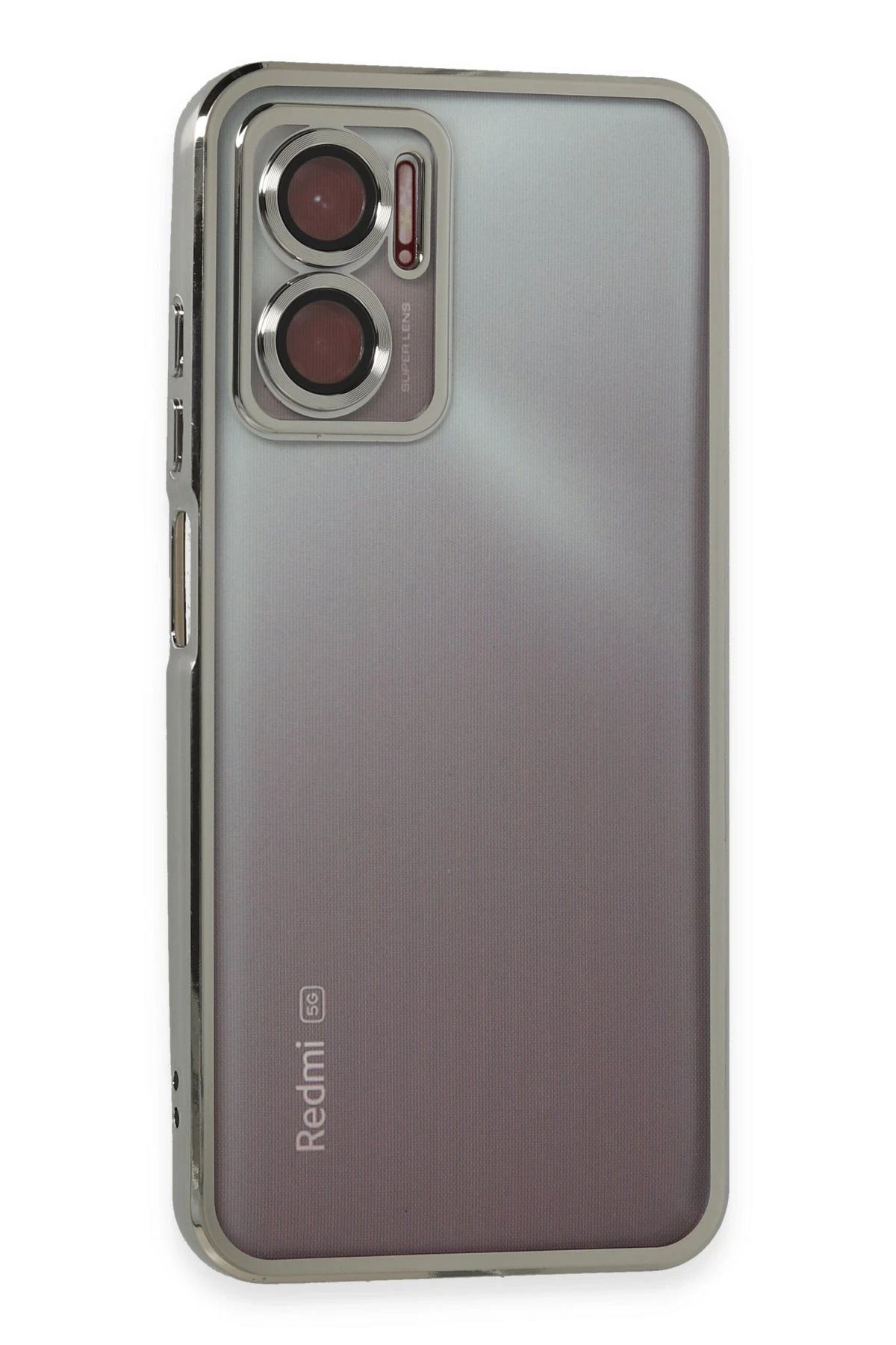 NewFace Xiaomi Redmi Note 11E Kılıf Lensli Silikon - Gümüş HNZRN