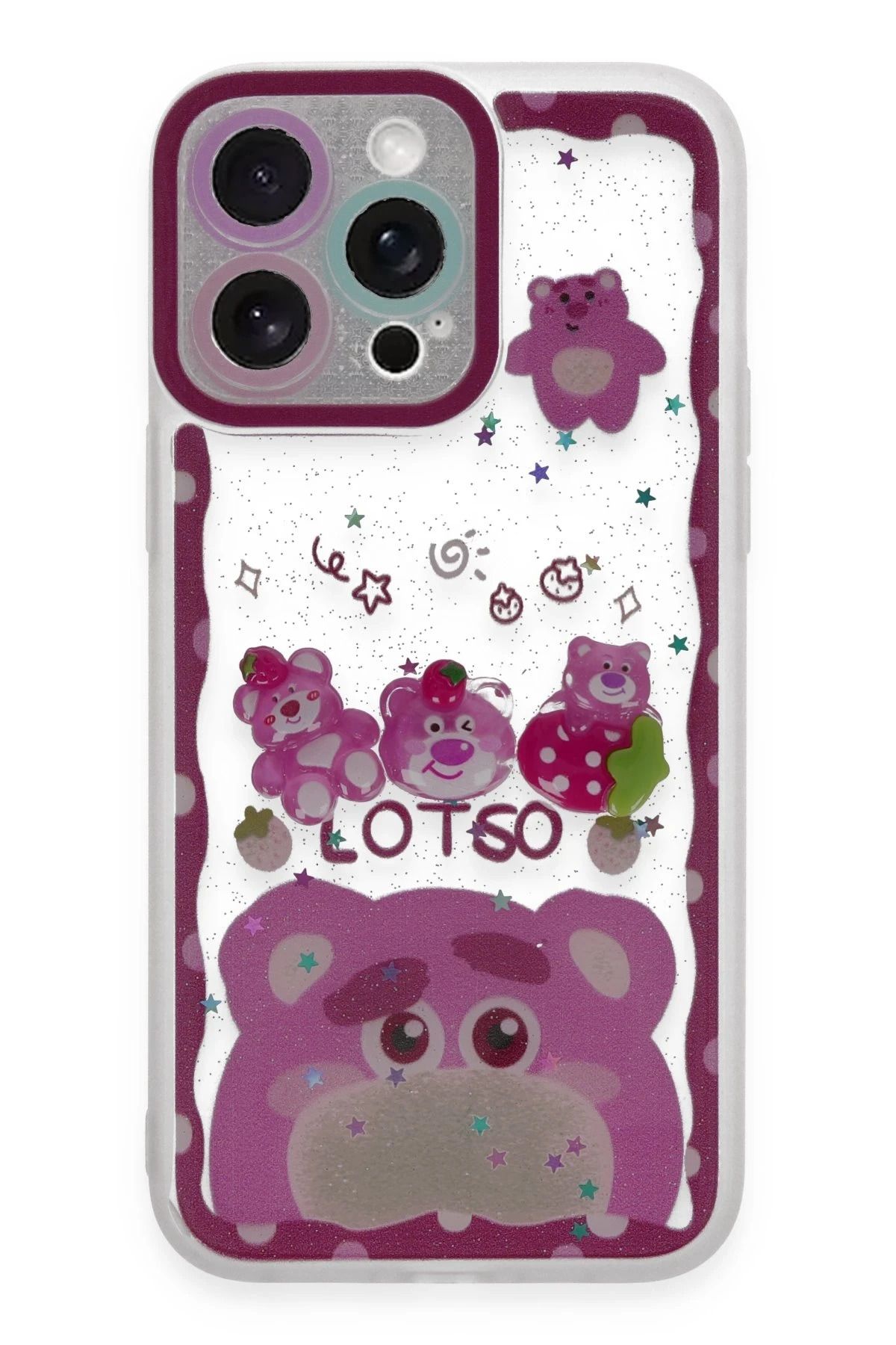 NewFace iPhone 14 Pro Max Kılıf Sweet Desenli Silikon Kapak - Pembe BSTMY