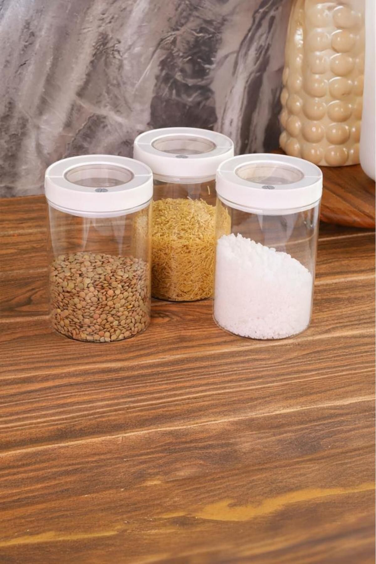Atbyhome-Lengo 3-Pack 1200 ml Sealed Vacuum Borosilicate Glass Food Storage Jar 3