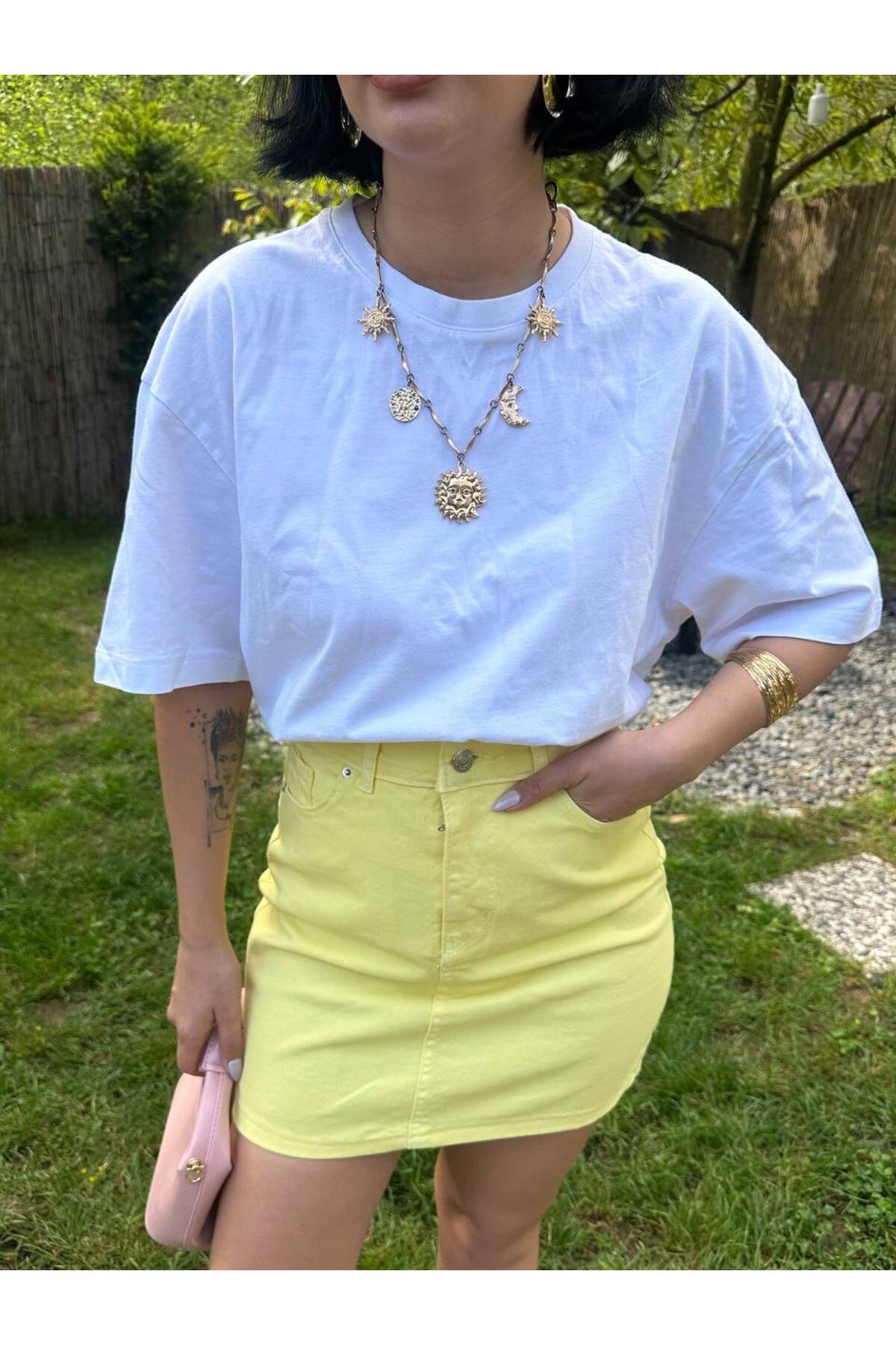 MY LİKA  SARI PETE YIKAMALI MİMİ DENİM ETEK - Görsel 8