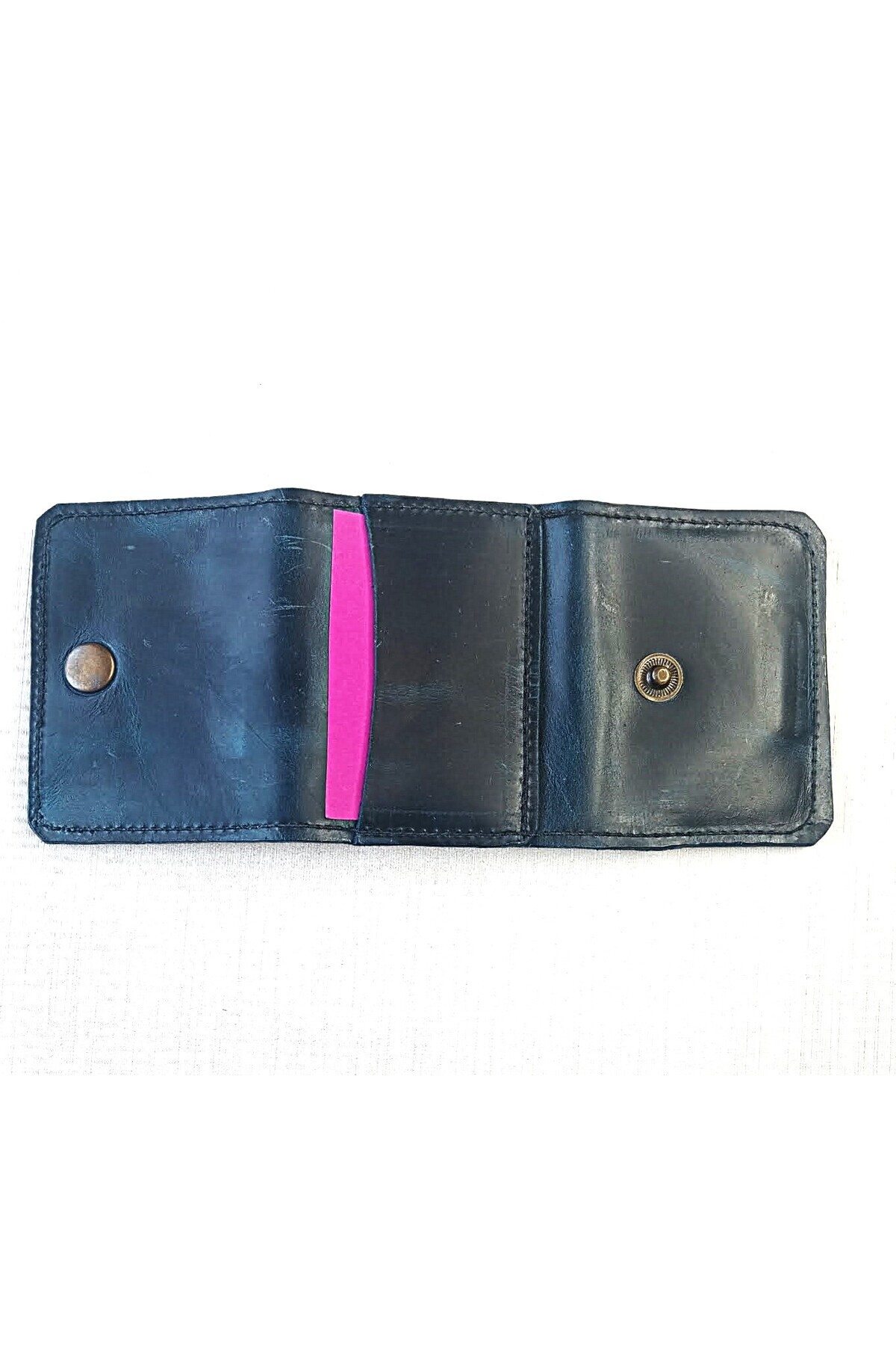 FEHANDEN COLLECTİON-Genuine Leather, Foldable, Navy Blue Card Holder 2