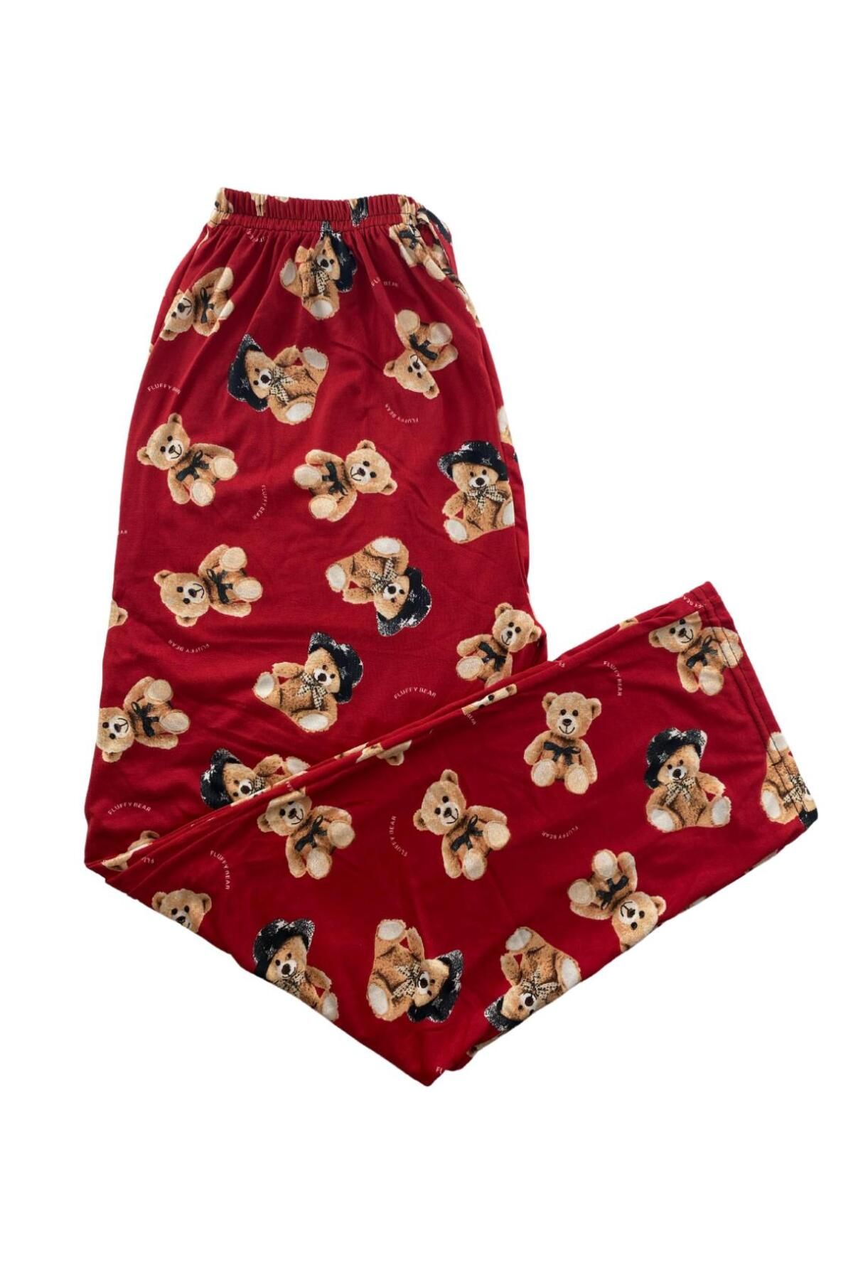 DoDe Flora Kadın Ayıcık Desenli Pijama Altı Milan -003