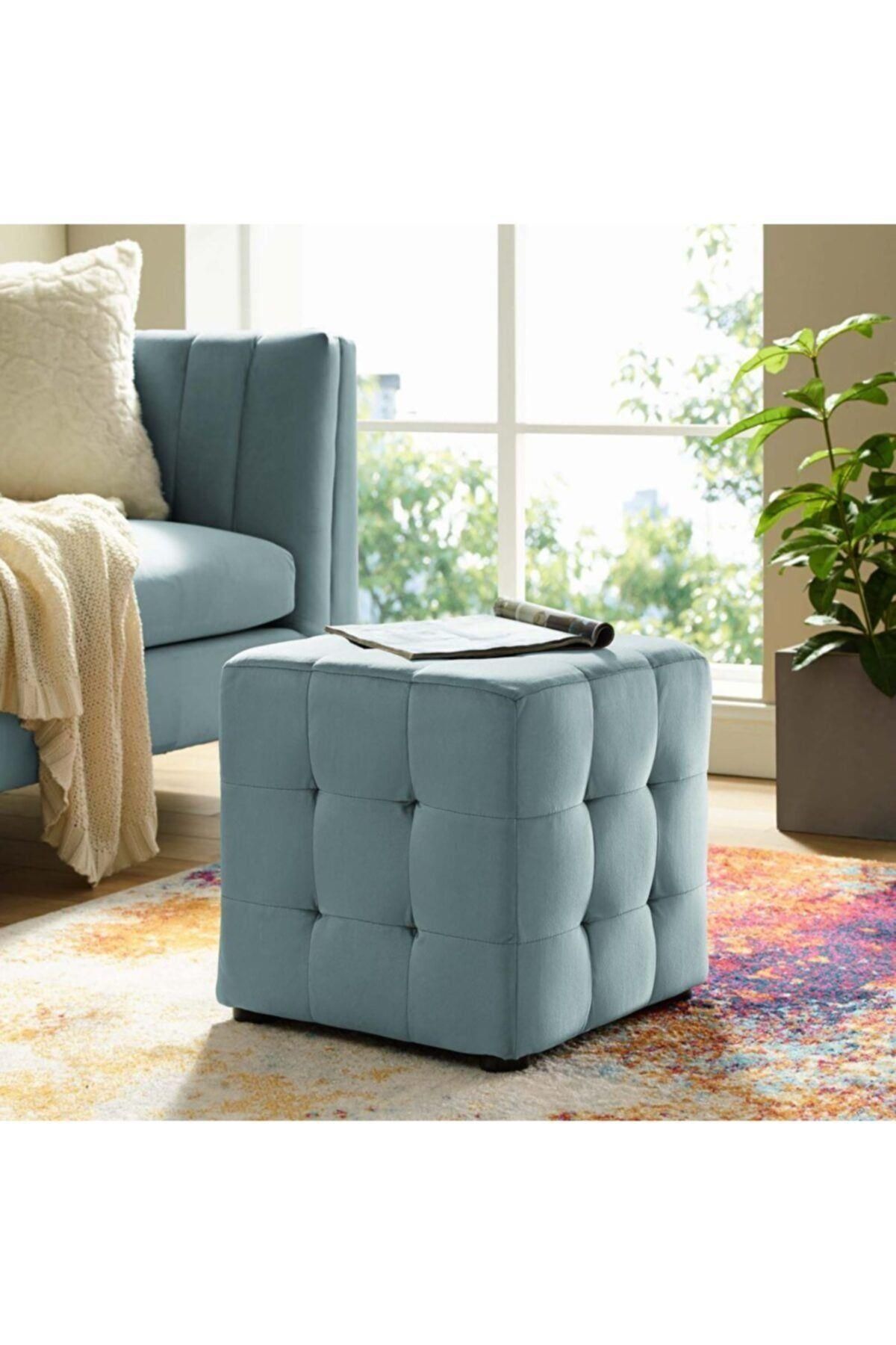woodaria Kiremit Kare Puf Dikişli En*boy 42*42 Cm