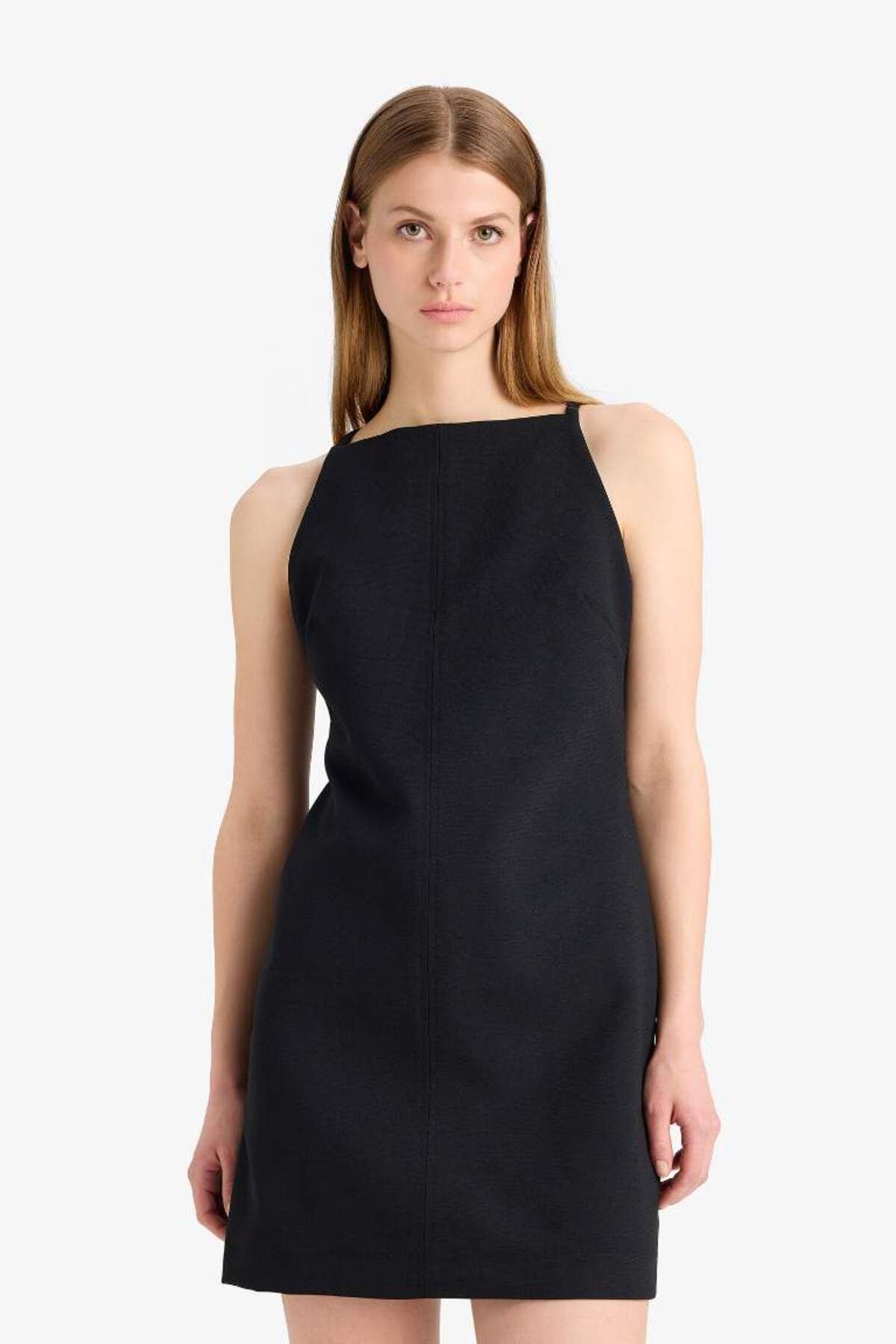 DeFacto-Μίνι μαύρο φόρεμα Halter Neck Basic Plain F1775ax25sm 6
