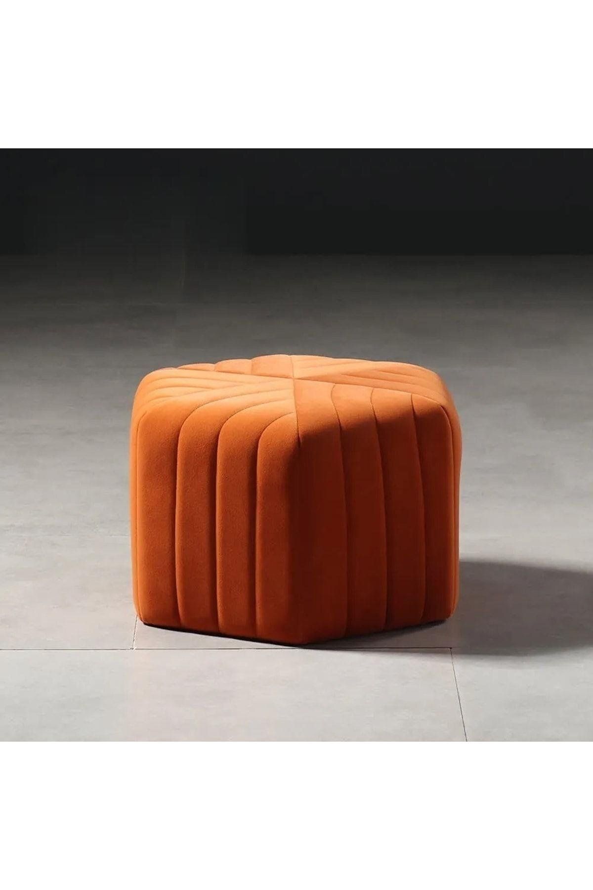woodaria Çizgili Altıgen Dikişli Puf 45*45 Cm Yükseklik 45 Cm