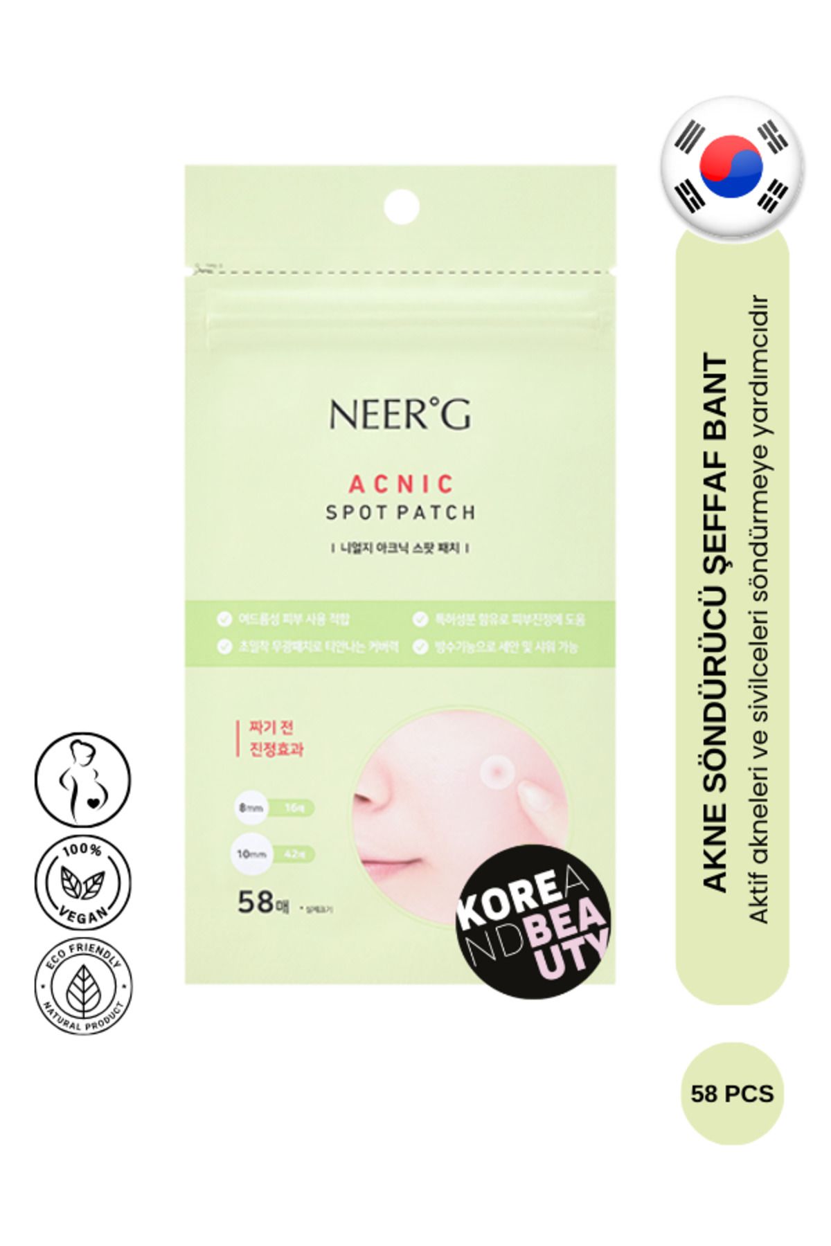 Neer G Acnic Spot Patch 58 Patch | İnce Yapılı Bandı - Karşıtı Şeffaf Bant