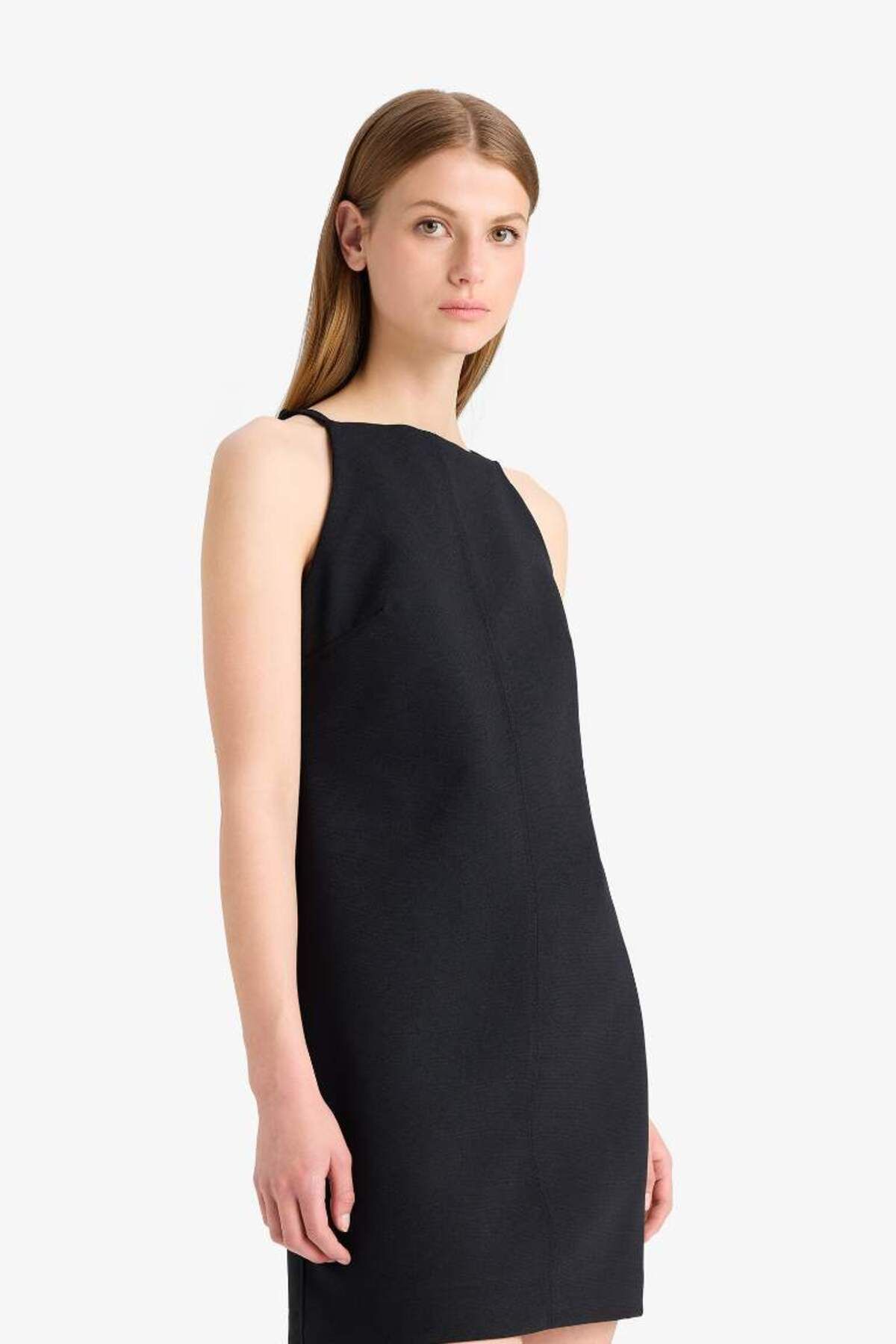 DeFacto-Μίνι μαύρο φόρεμα Halter Neck Basic Plain F1775ax25sm 4