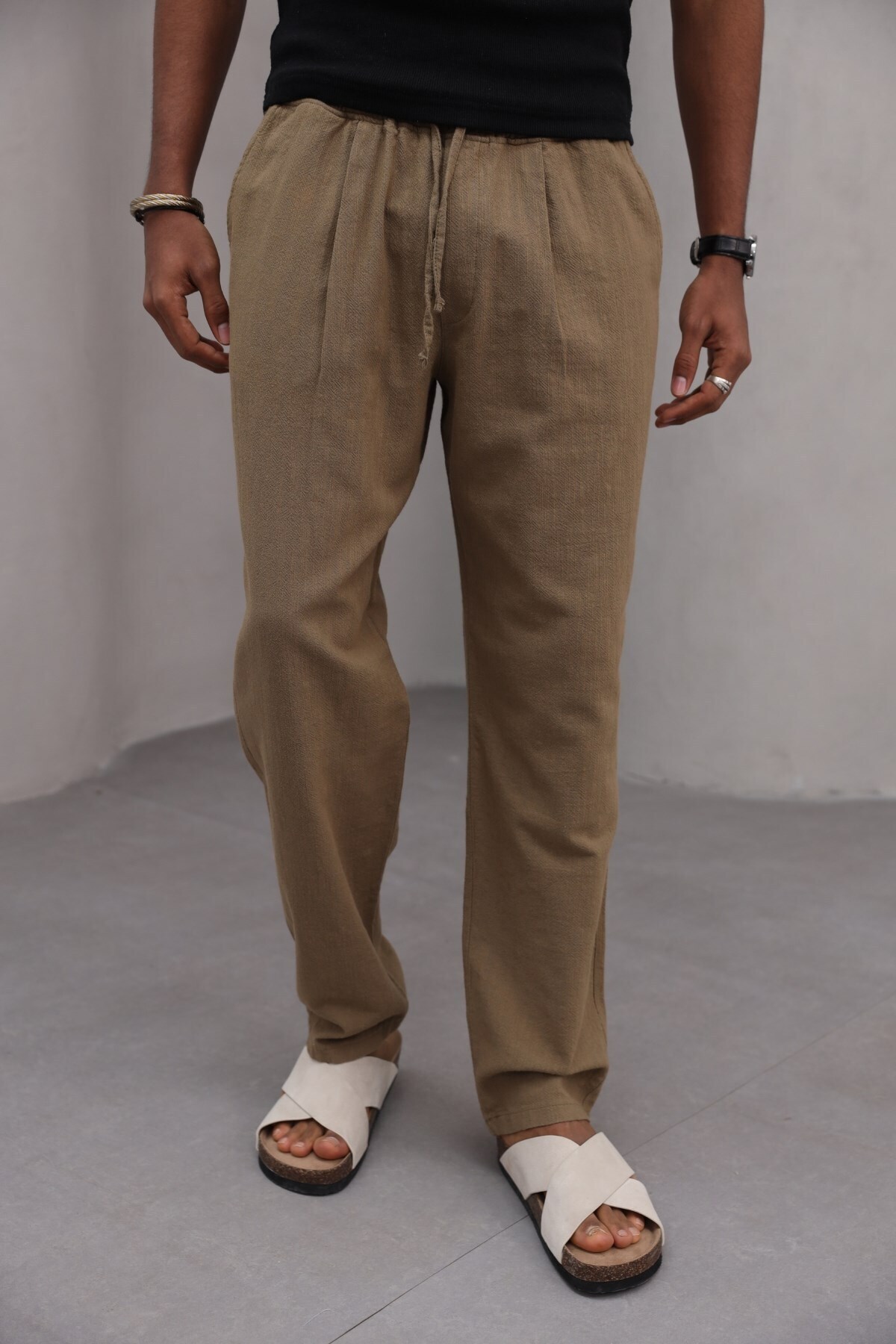 The Champ Clothing-Relaxed Cut Straight Leg 100% Cotton Lace-Up Men's Trousers 8