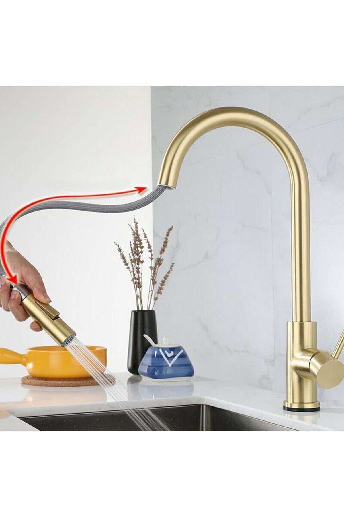 Flextail-Smart Touch Touchless Kitchen Sink Faucet Matte Gold Spiral Spout Kitchen Faucet 3