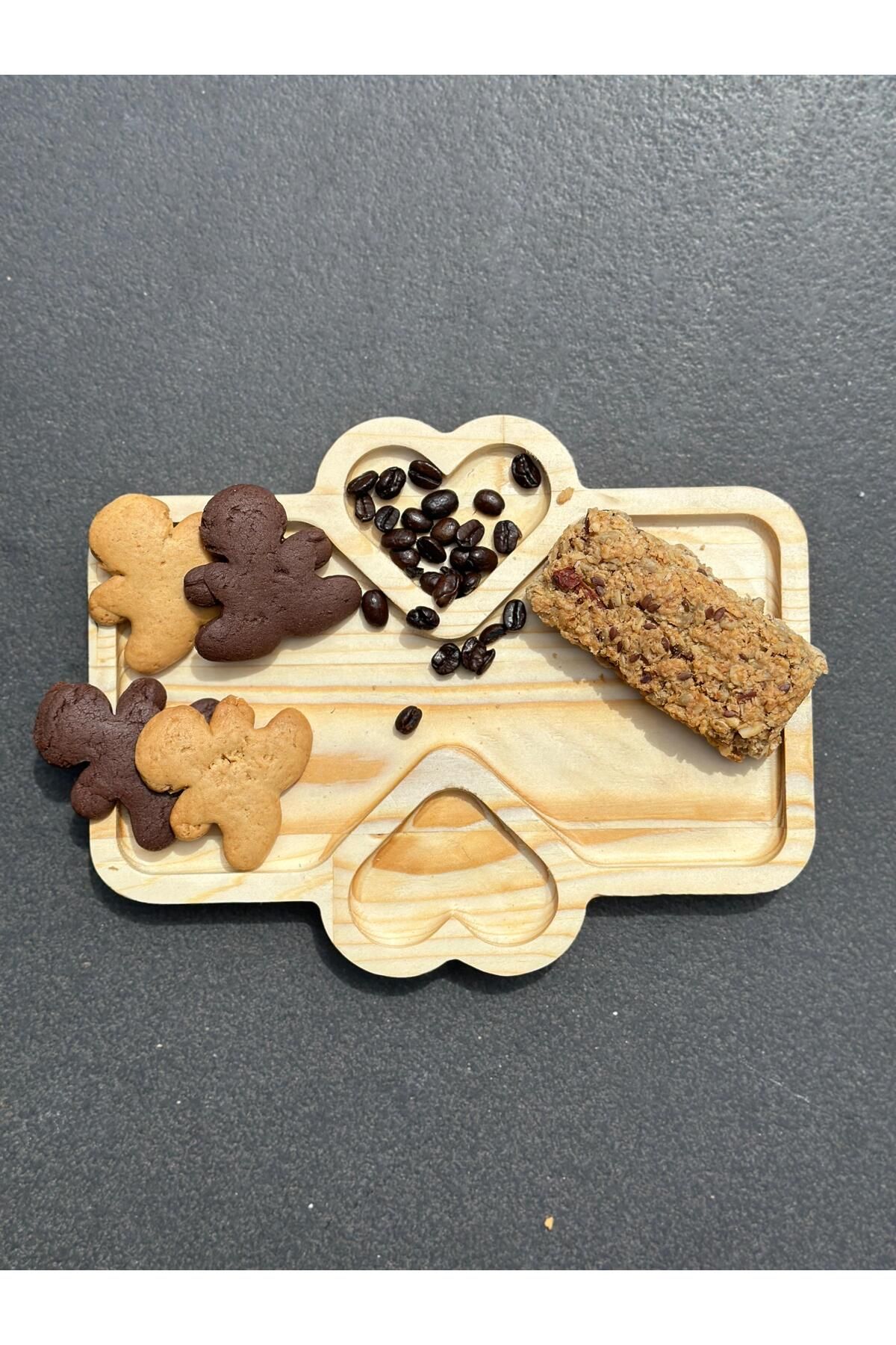SOPARWOOD Ahşap Kalpli Sunumluk Küçük Bej
