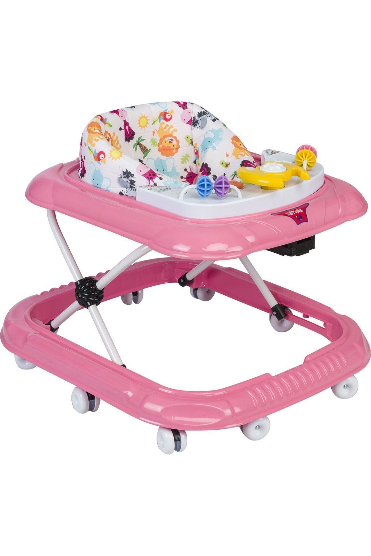 bebegen Unisex Hayvan Desenli Pembe Desenli Piyona Tuşlu Melodili Yürüteç