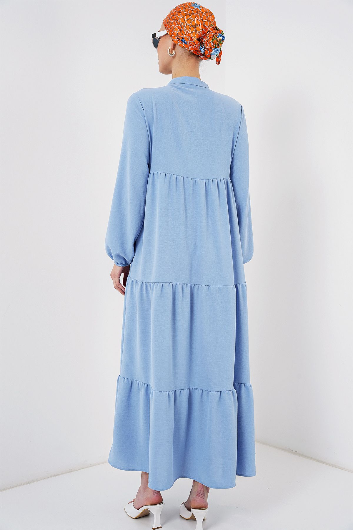 Bigdart-1627 Φόρεμα Hijab με κορδόνι - Σκούρο Μπλε 6