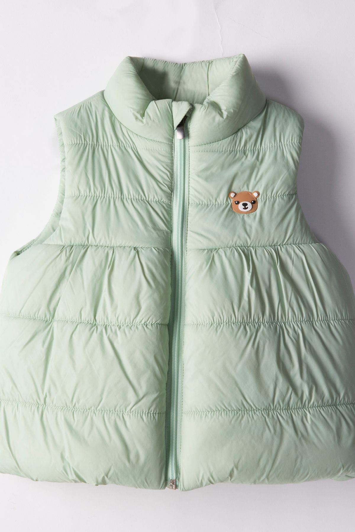 HAUSEkids-1-10 Years Old Happy Bear Girl's Padded Inflatable Vest-Green 1