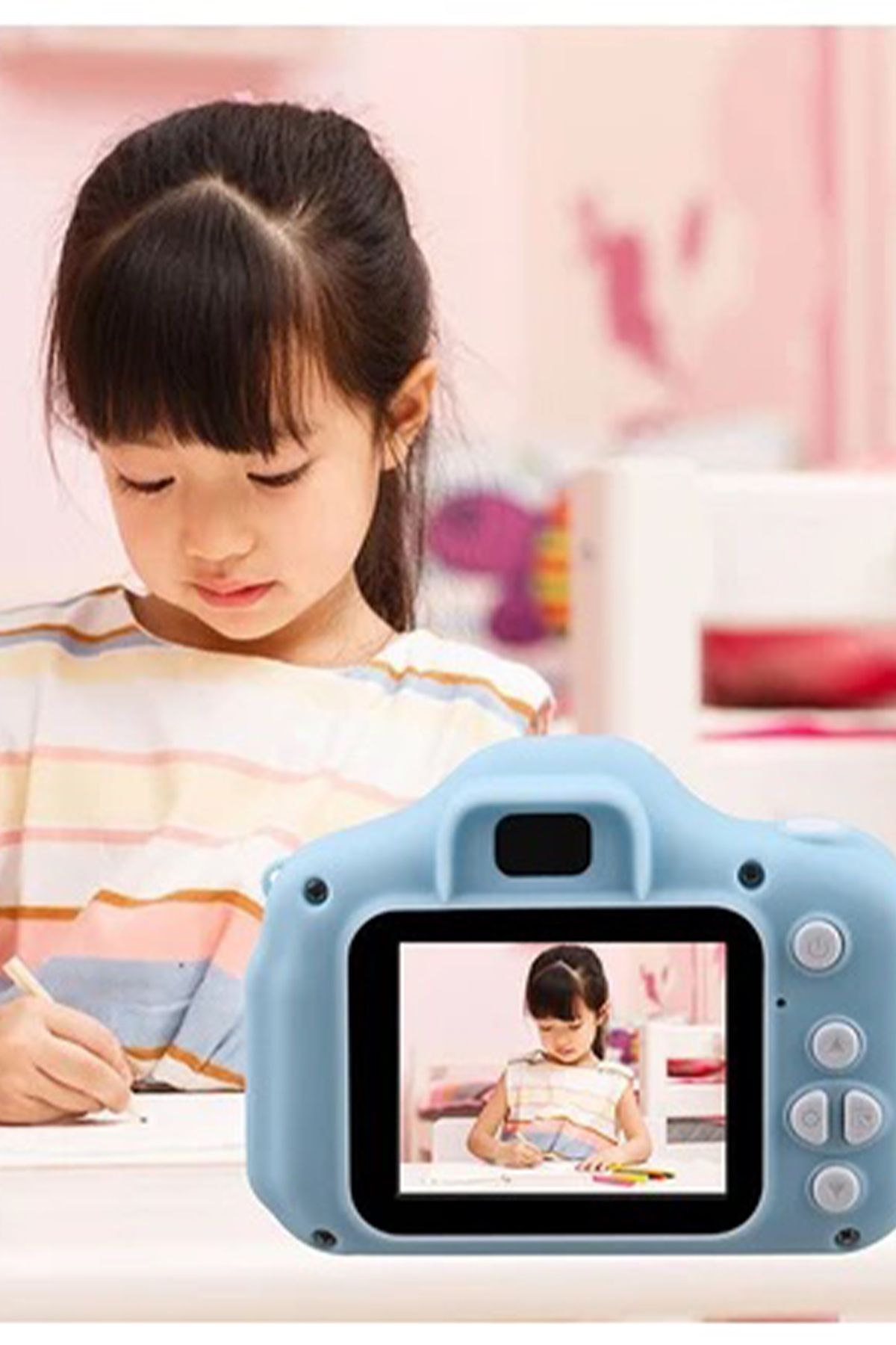 CİYU TİCARET Çocuk fotoğraf kamerası dijital 1080p kaliteli mini fotoğraf makinesi