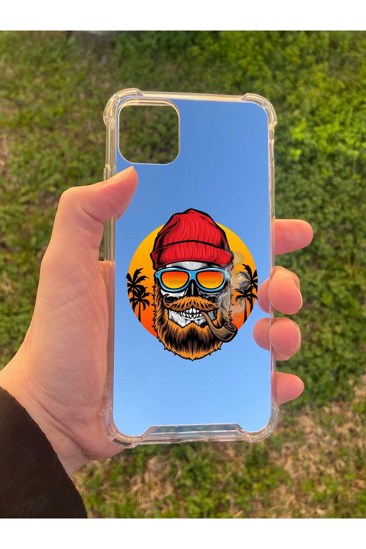 Tahtakale Toptancısı İphone 11 Pro Max Uyumlu Aynalı Kuru Kafa Desenli Darbe Kamera Korumalı Silikon Telefon Kılıfı