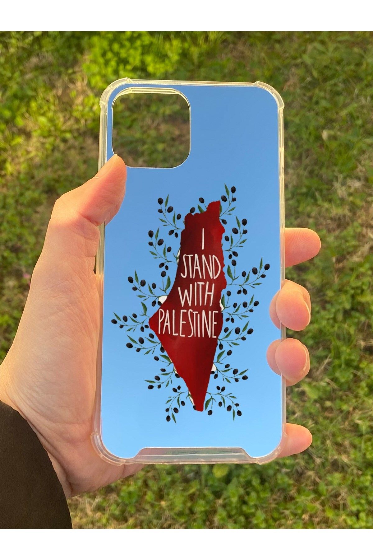 blueb İphone 12 Uyumlu Aynalı Palestine Desenli Darbe Kamera Korumalı Silikon Telefon Kılıfı