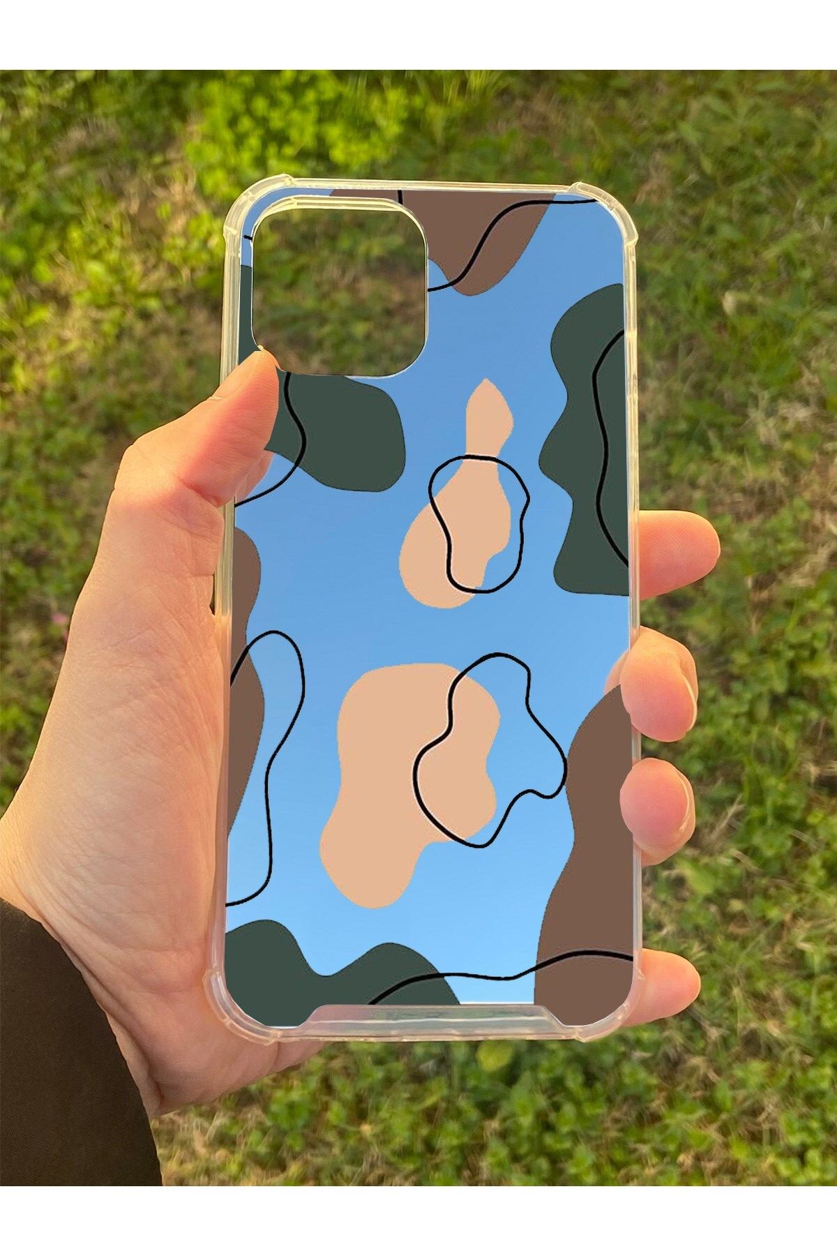 blueb İphone 12 Uyumlu Aynalı Renkli Dalga Desenli Darbe Kamera Korumalı Silikon Telefon Kılıfı