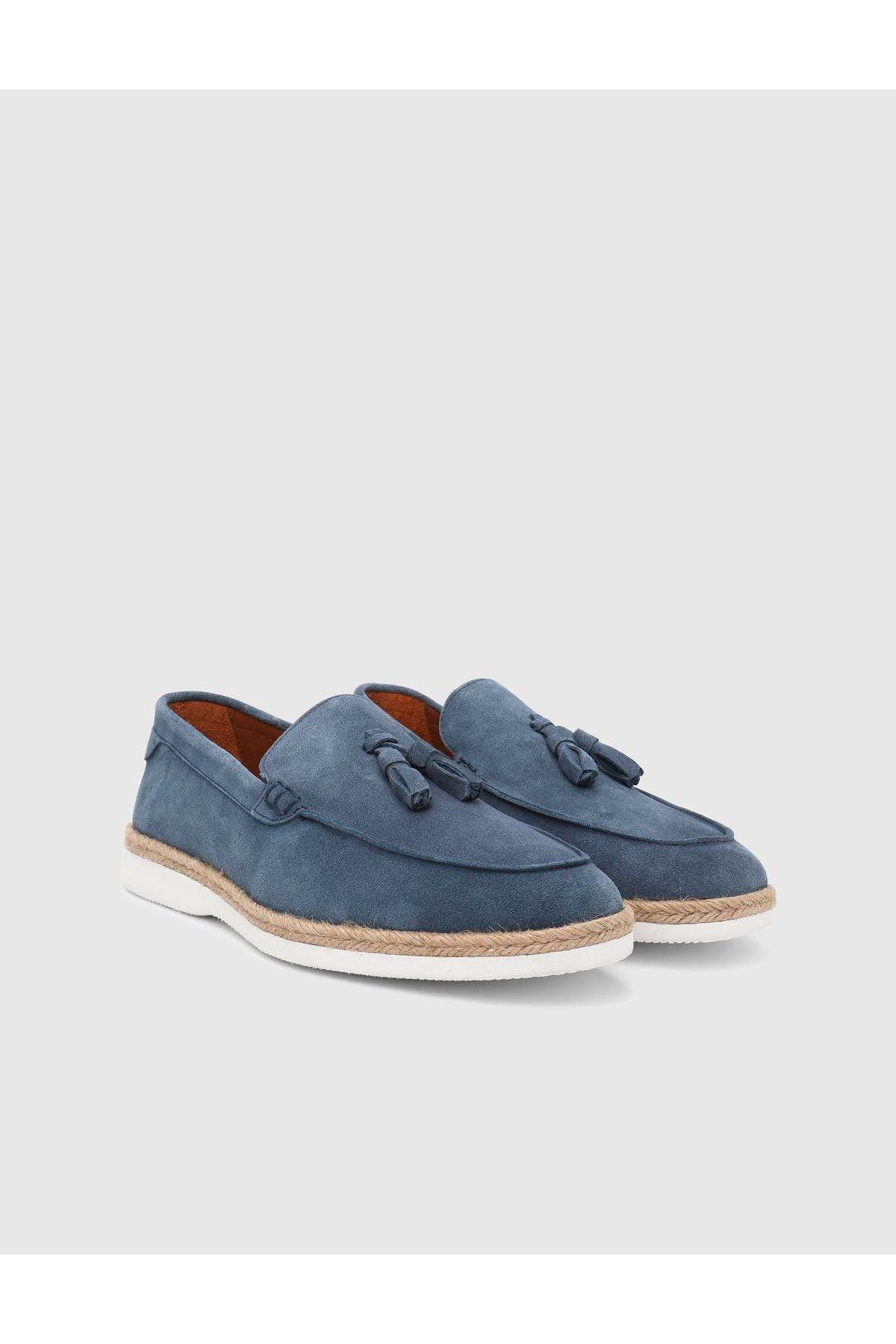 İLVİ Caistor Hakiki Süet Mavi Erkek Loafer