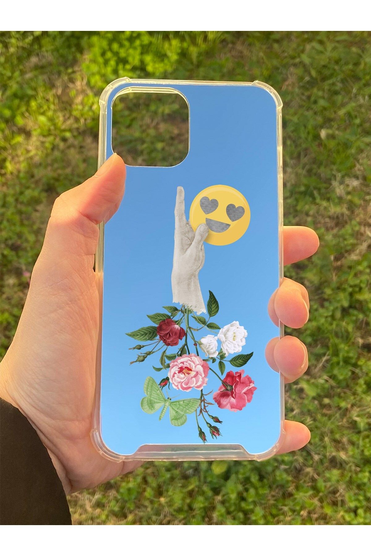 MBB ETİCARET İphone 12 Uyumlu Aynalı Emoji Desenli Darbe Kamera Korumalı Silikon Telefon Kılıfı