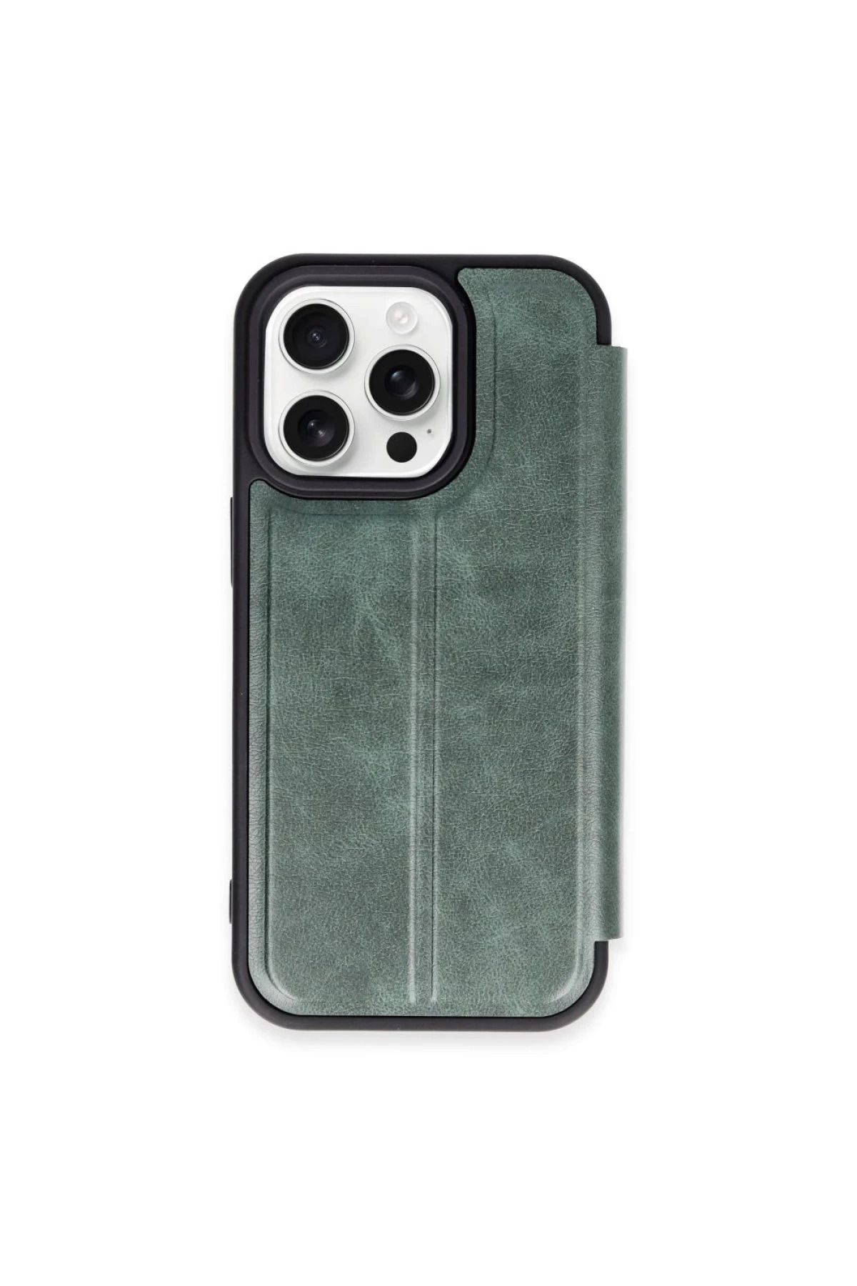 NewFace iPhone 15 Pro Max Kılıf Flip Cover - Koyu Yeşil INSLM