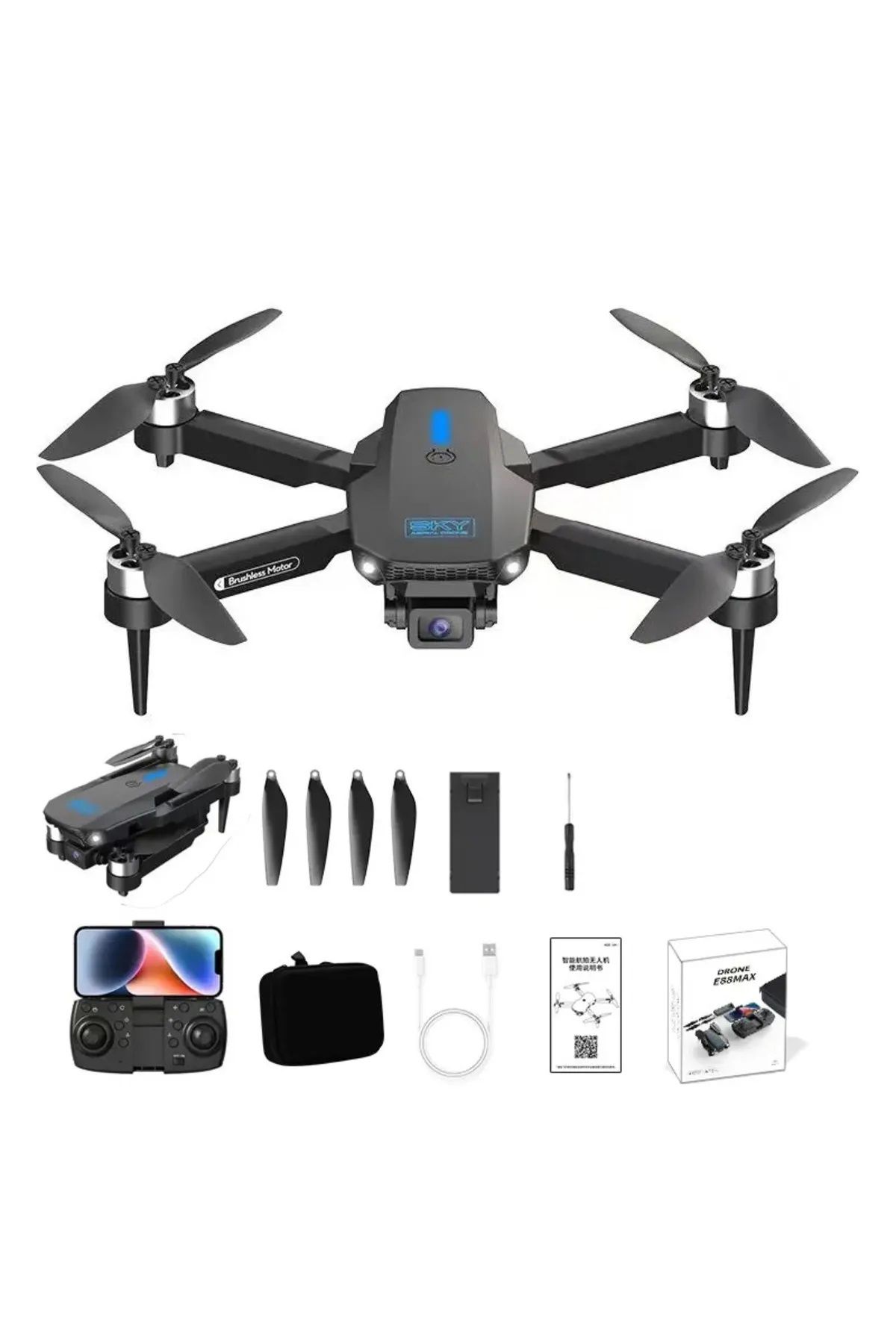 CİYU TİCARET Powerful E88 drone pro mini kameralı drone app kontrol wifi katlanabilir quatcopter